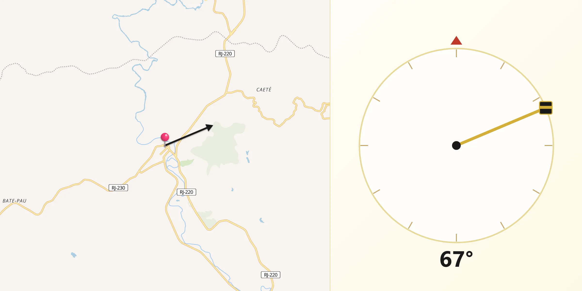 Direção da Qibla a partir de Porciúncula