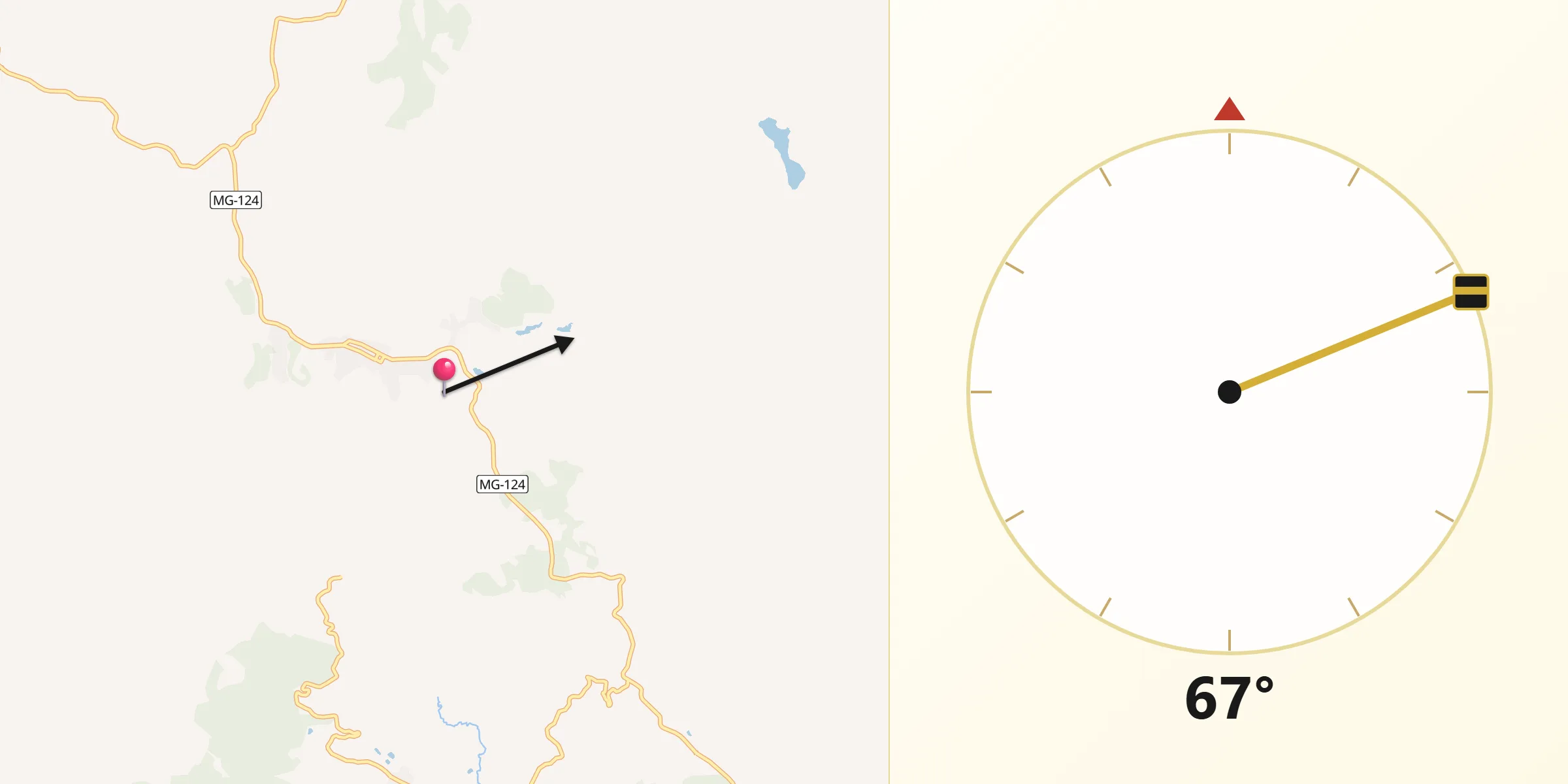 Direção da Qibla a partir de Divinésia