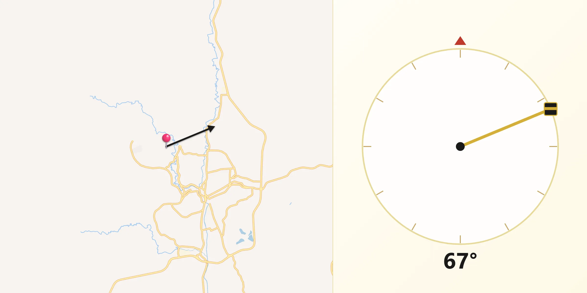 Direção da Qibla a partir de Visconde do Rio Branco