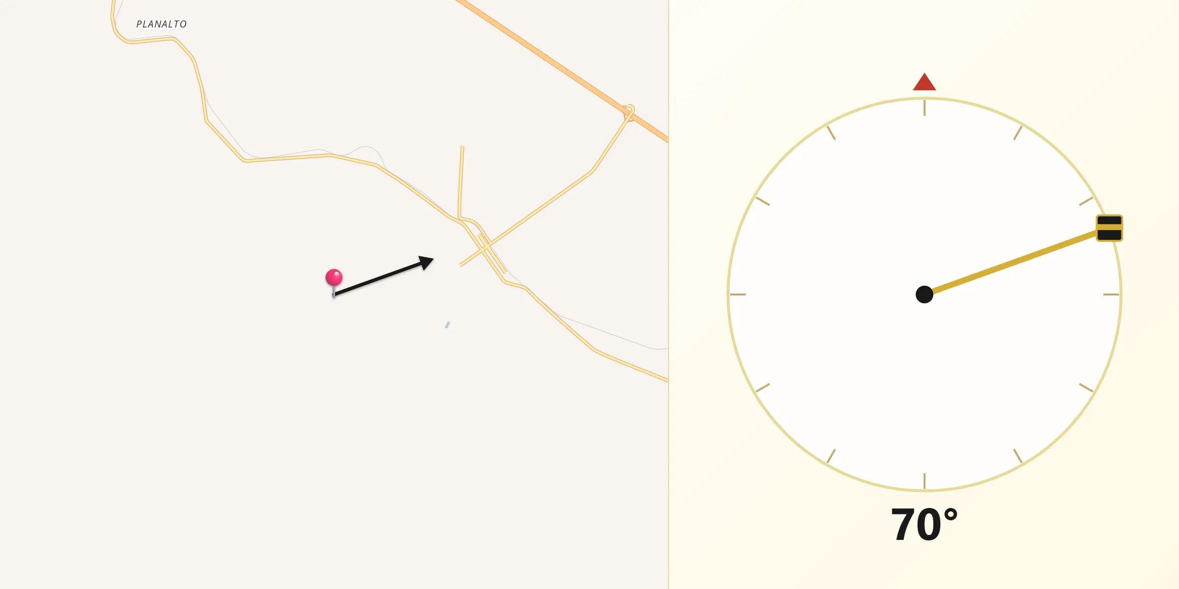 Direção da Qibla a partir de Murutinga do Sul