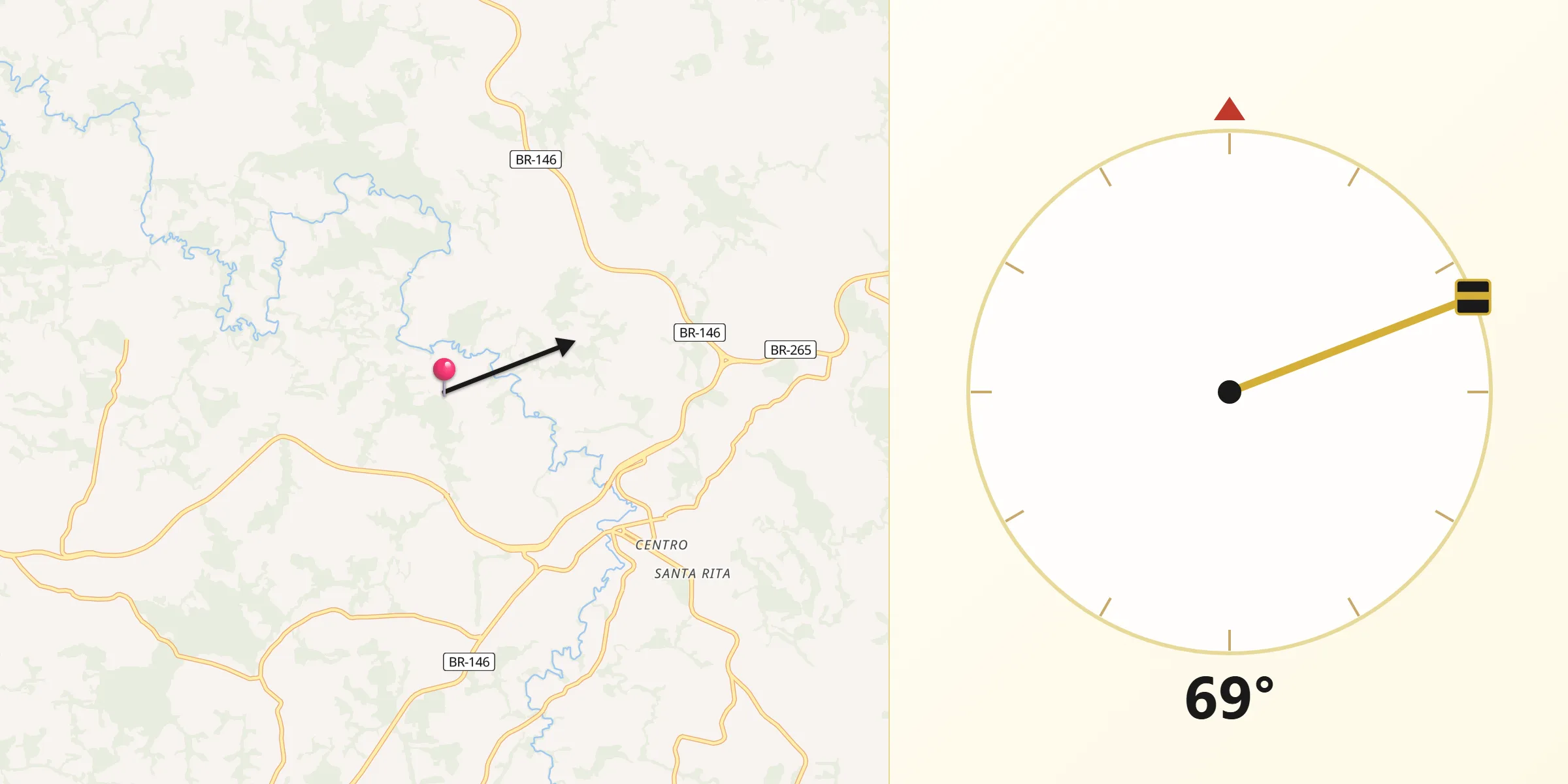 Direção da Qibla a partir de Bom Jesus da Penha
