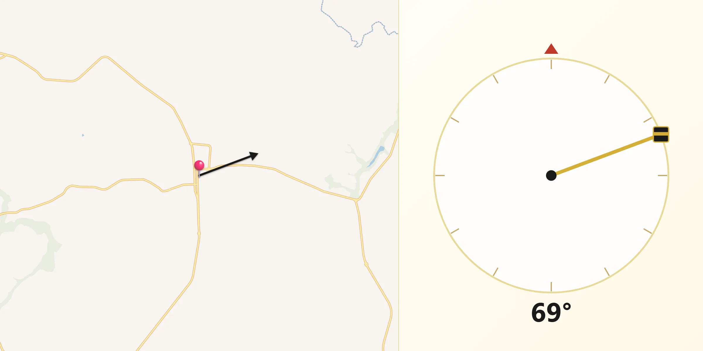 Direção da Qibla a partir de Paraíso