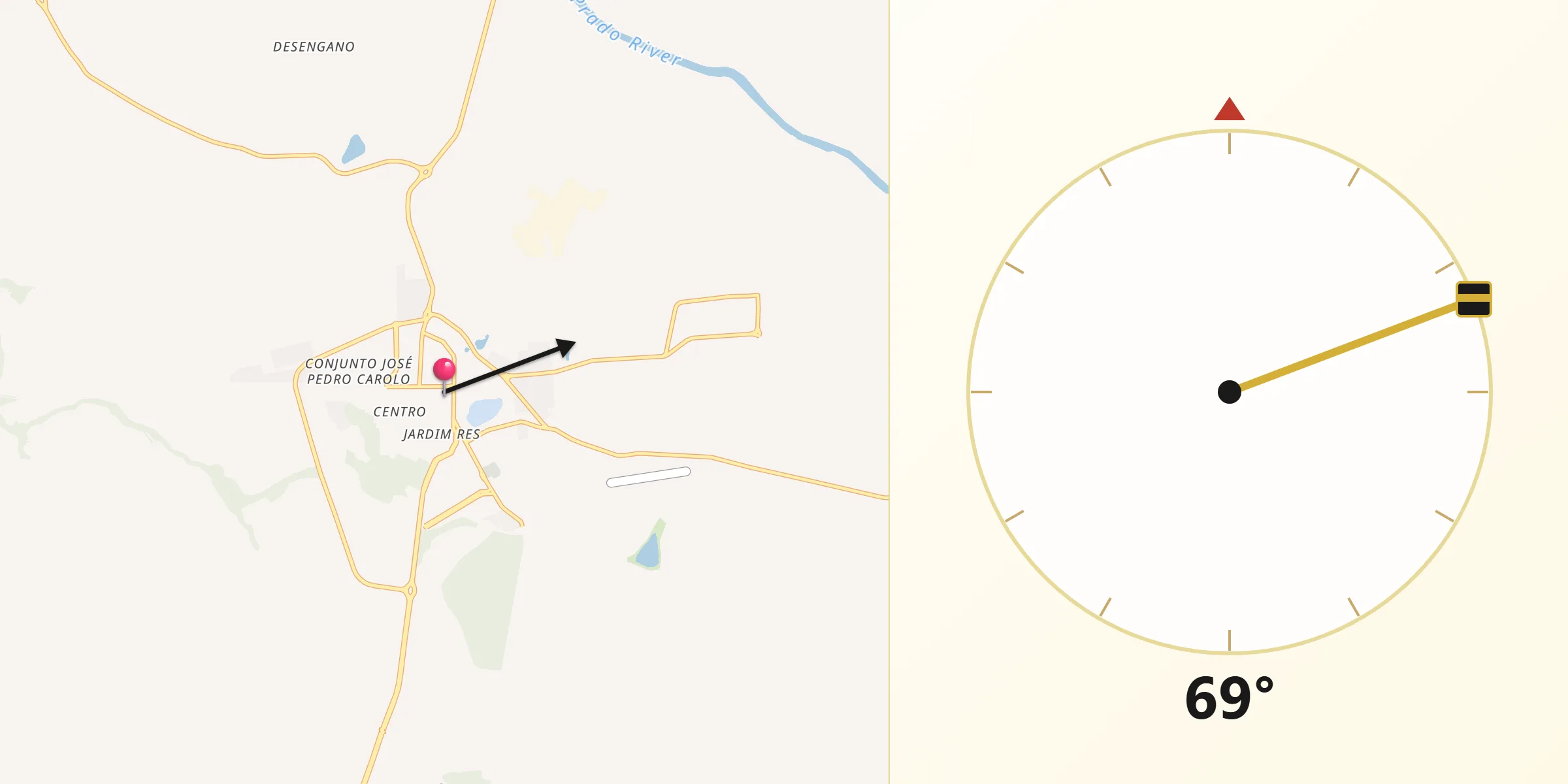 Direção da Qibla a partir de Pontal