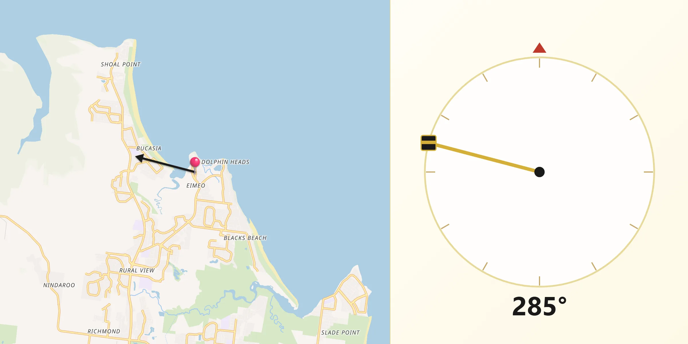 Qibla Direction from Eimeo