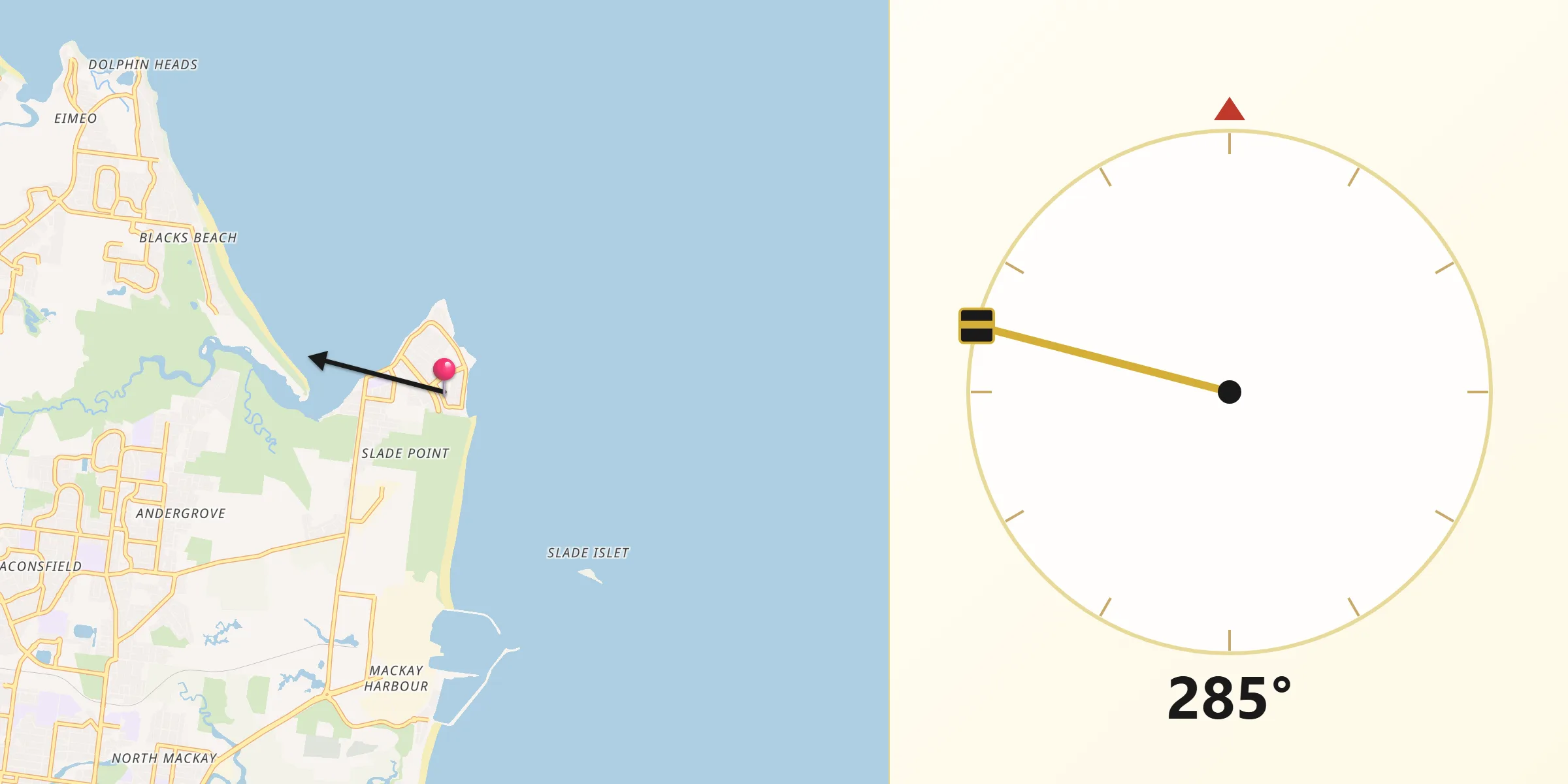 Qibla Direction from Slade Point