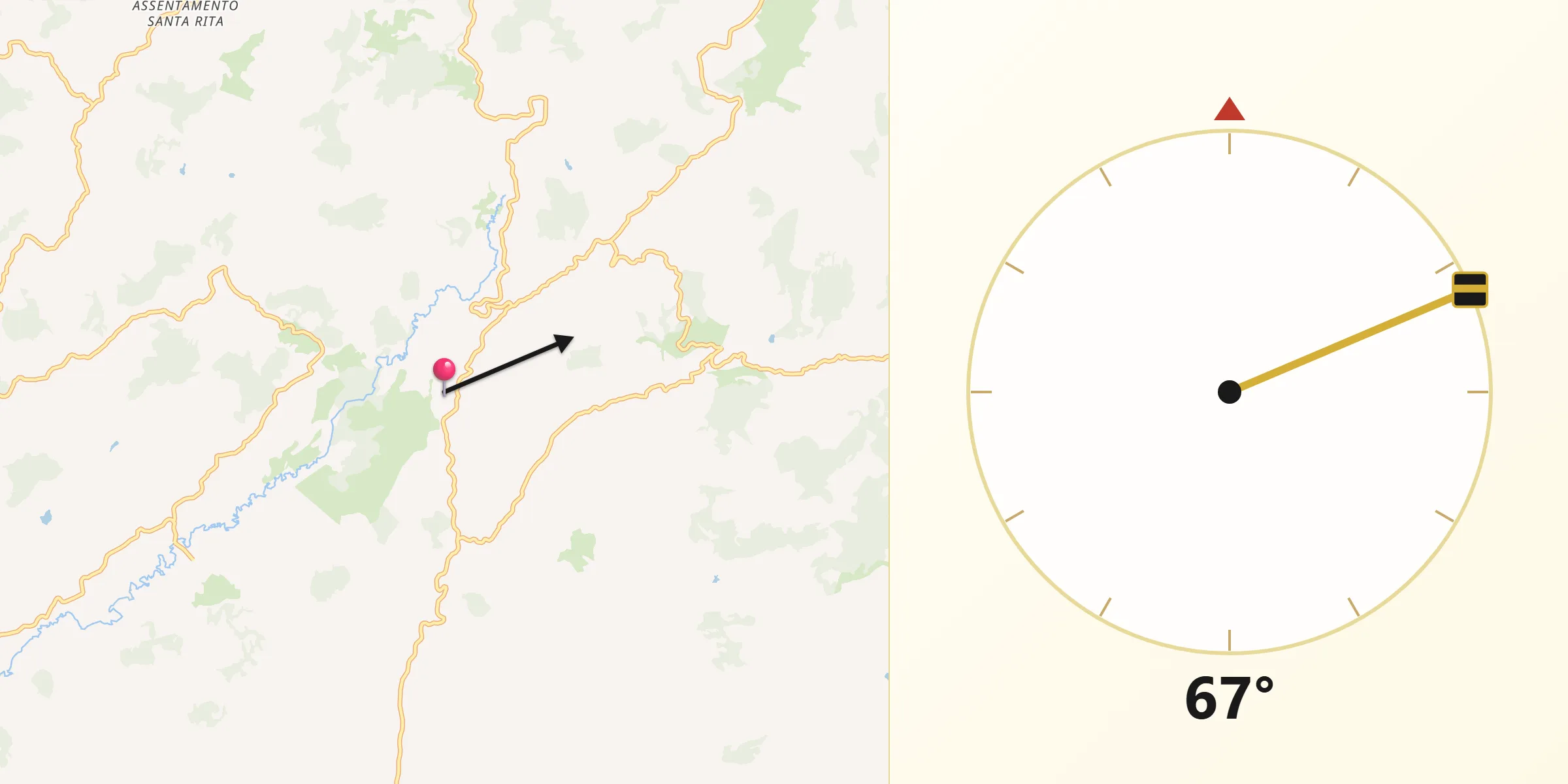 Direção da Qibla a partir de Apiacá