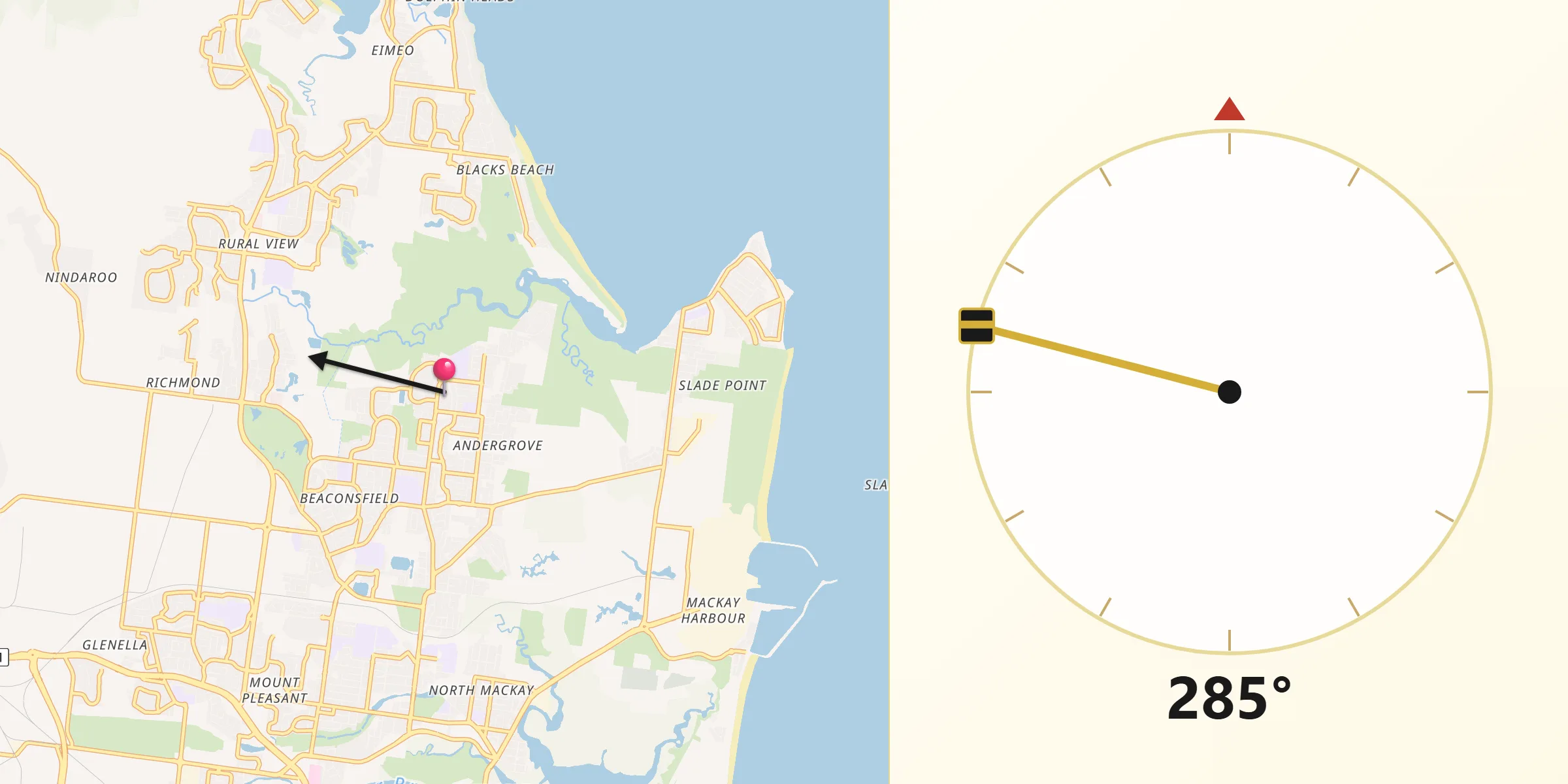 Qibla Direction from Andergrove