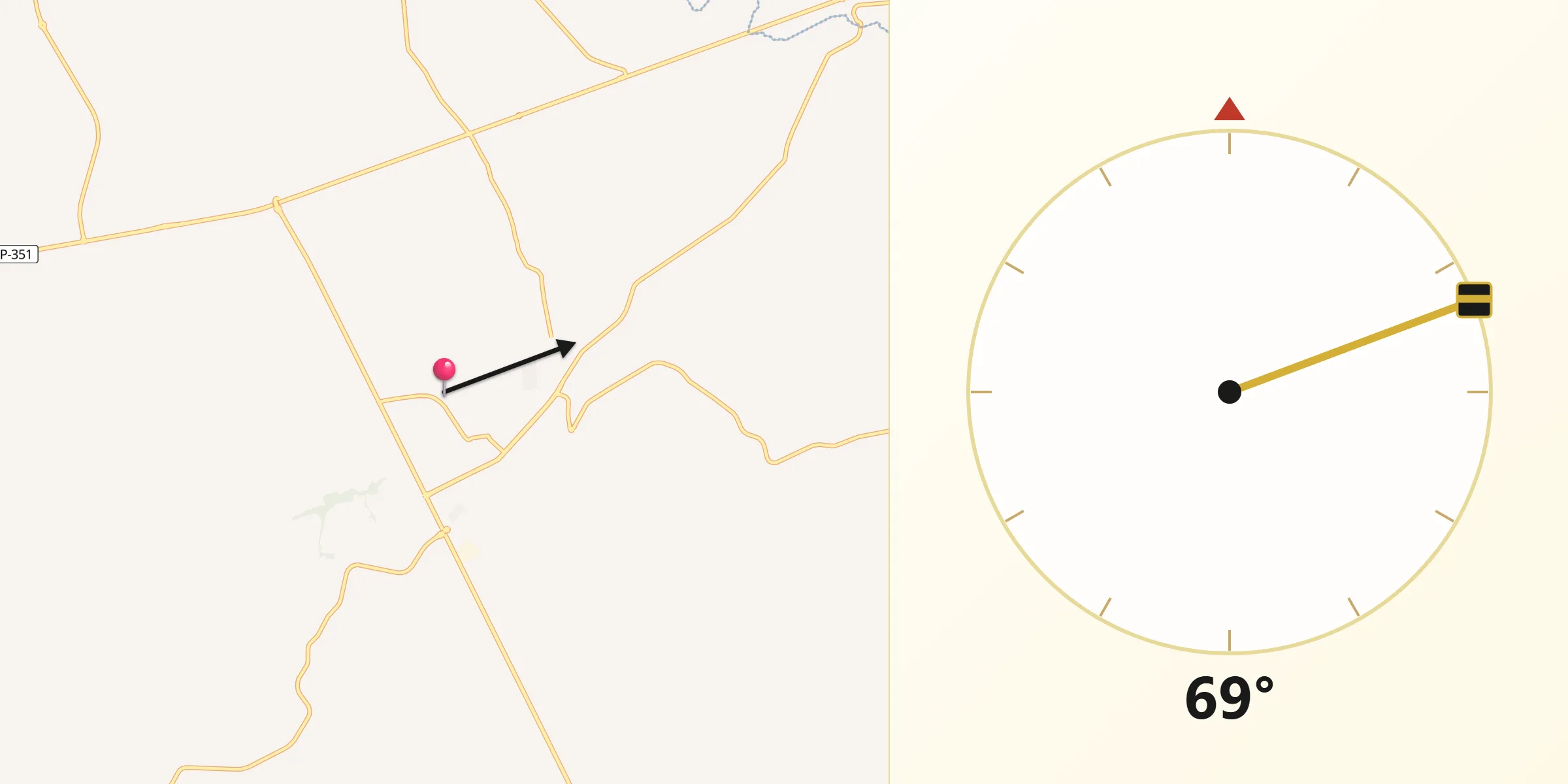 Direção da Qibla a partir de Pirangi