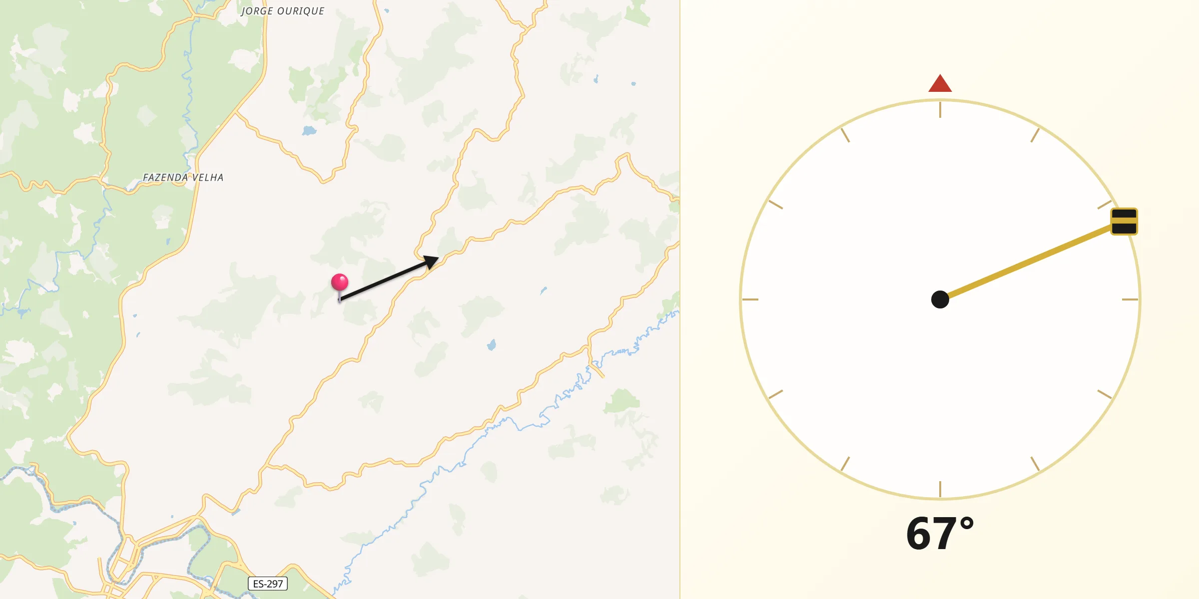 Direção da Qibla a partir de Bom Jesus do Norte