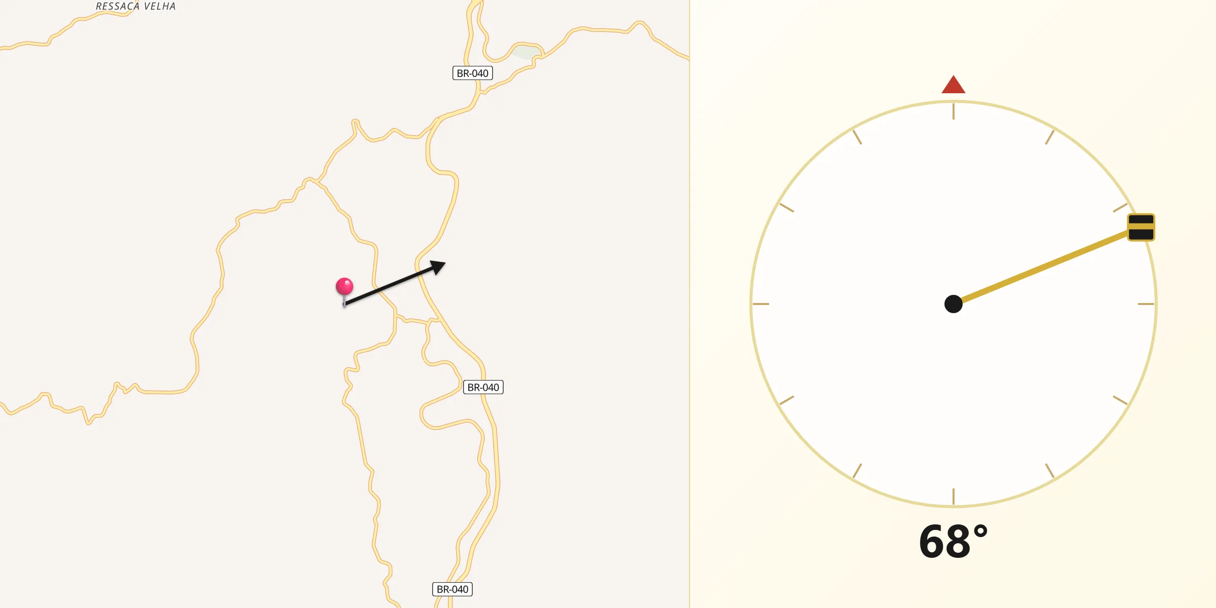 Direção da Qibla a partir de Ressaquinha