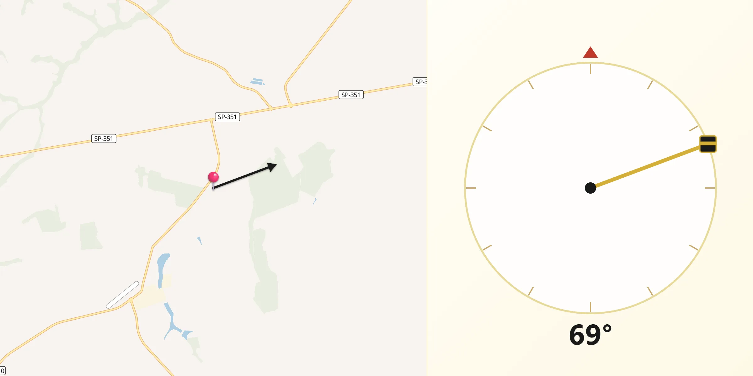 Direção da Qibla a partir de Palmares Paulista