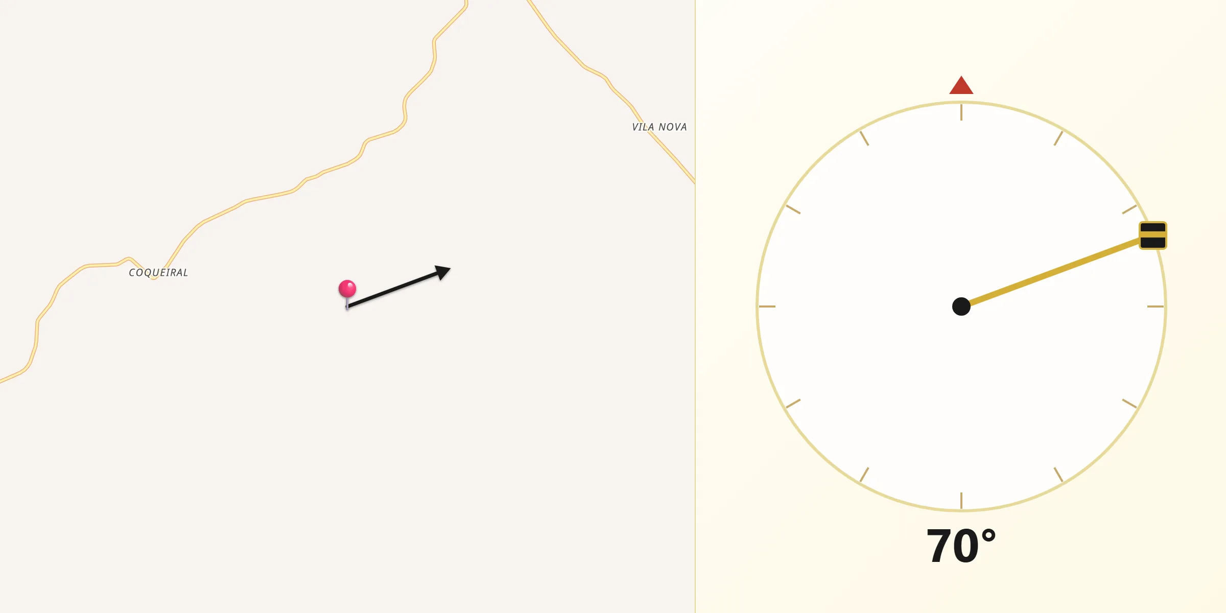 Direção da Qibla a partir de Potirendaba