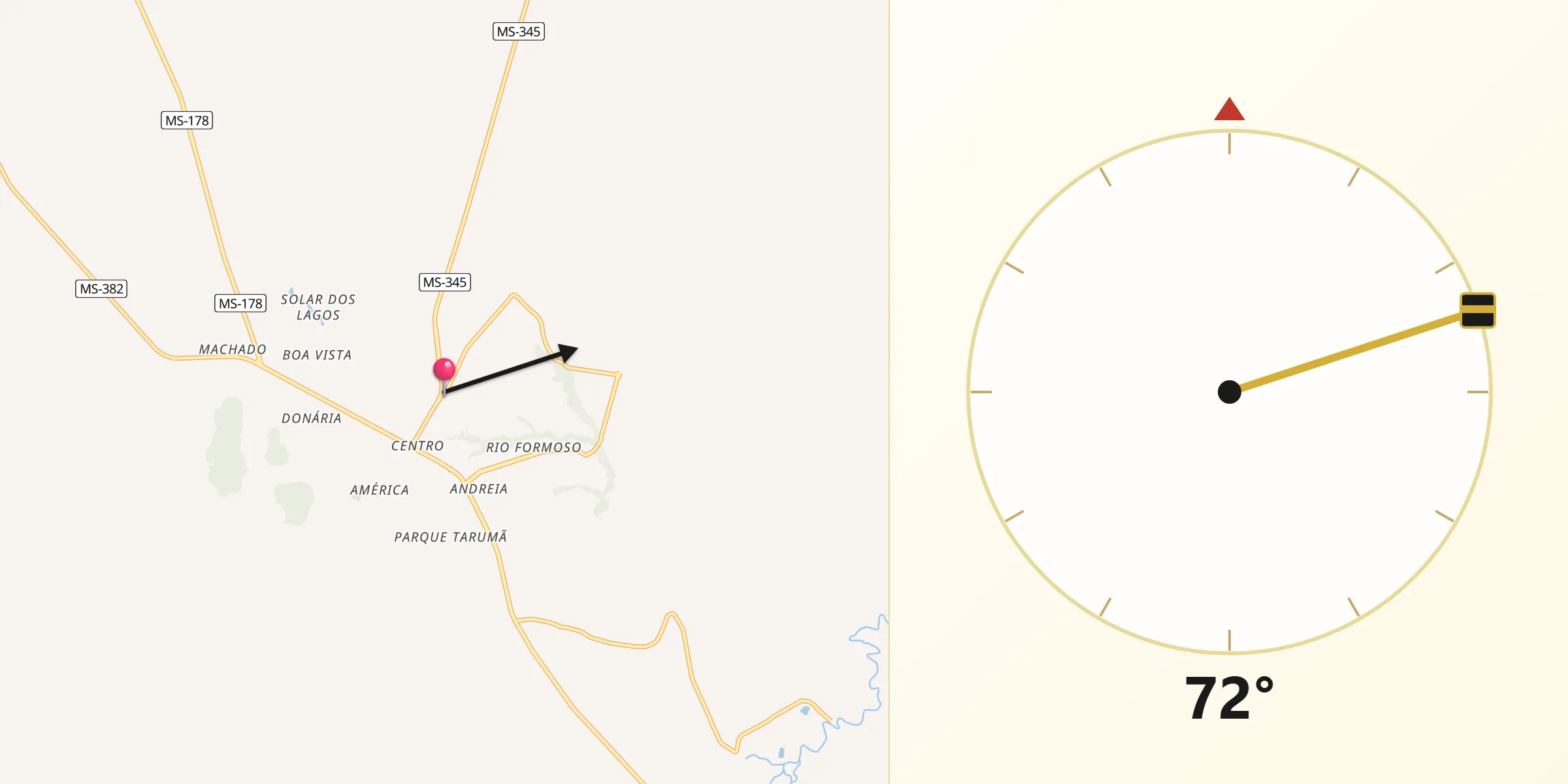 Direção da Qibla a partir de Bonito