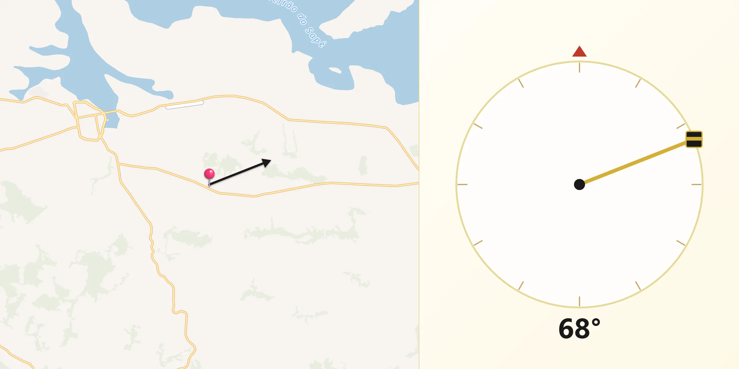 Direção da Qibla a partir de Campo do Meio