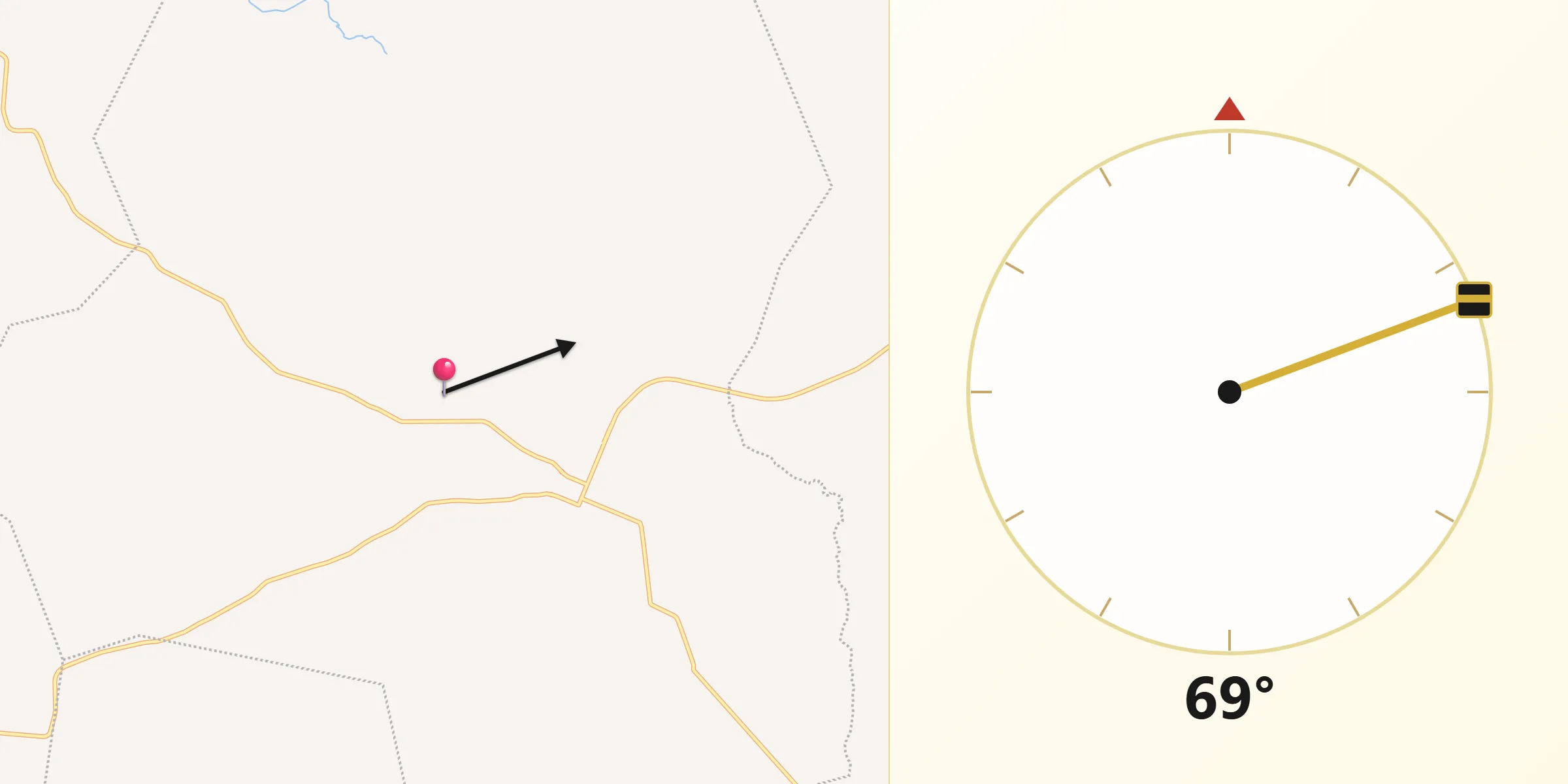 Direção da Qibla a partir de Taiaçu