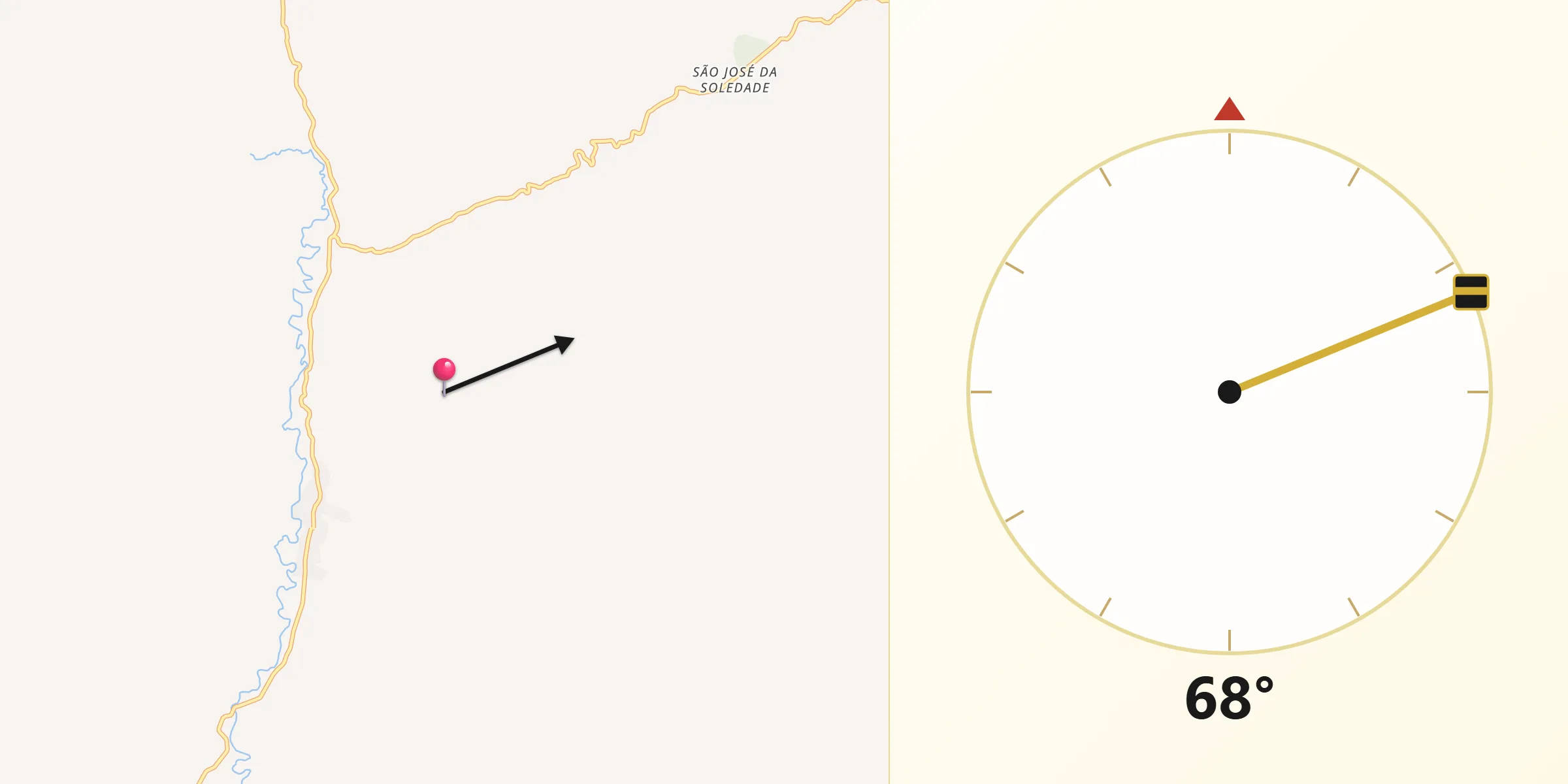 Direção da Qibla a partir de Silveirânia