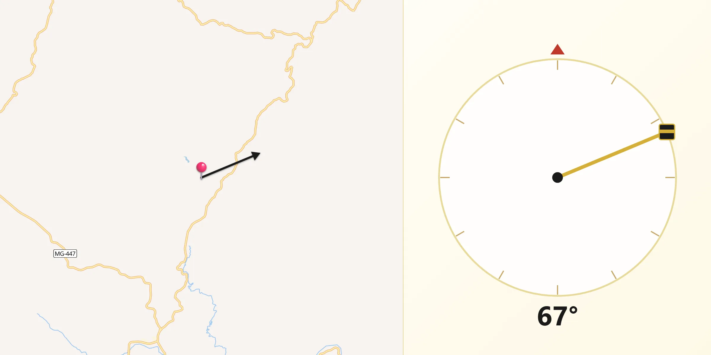 Direção da Qibla a partir de Miraí