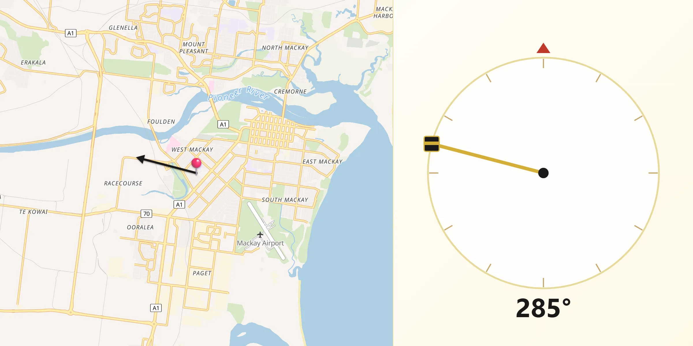 Qibla Direction from West Mackay