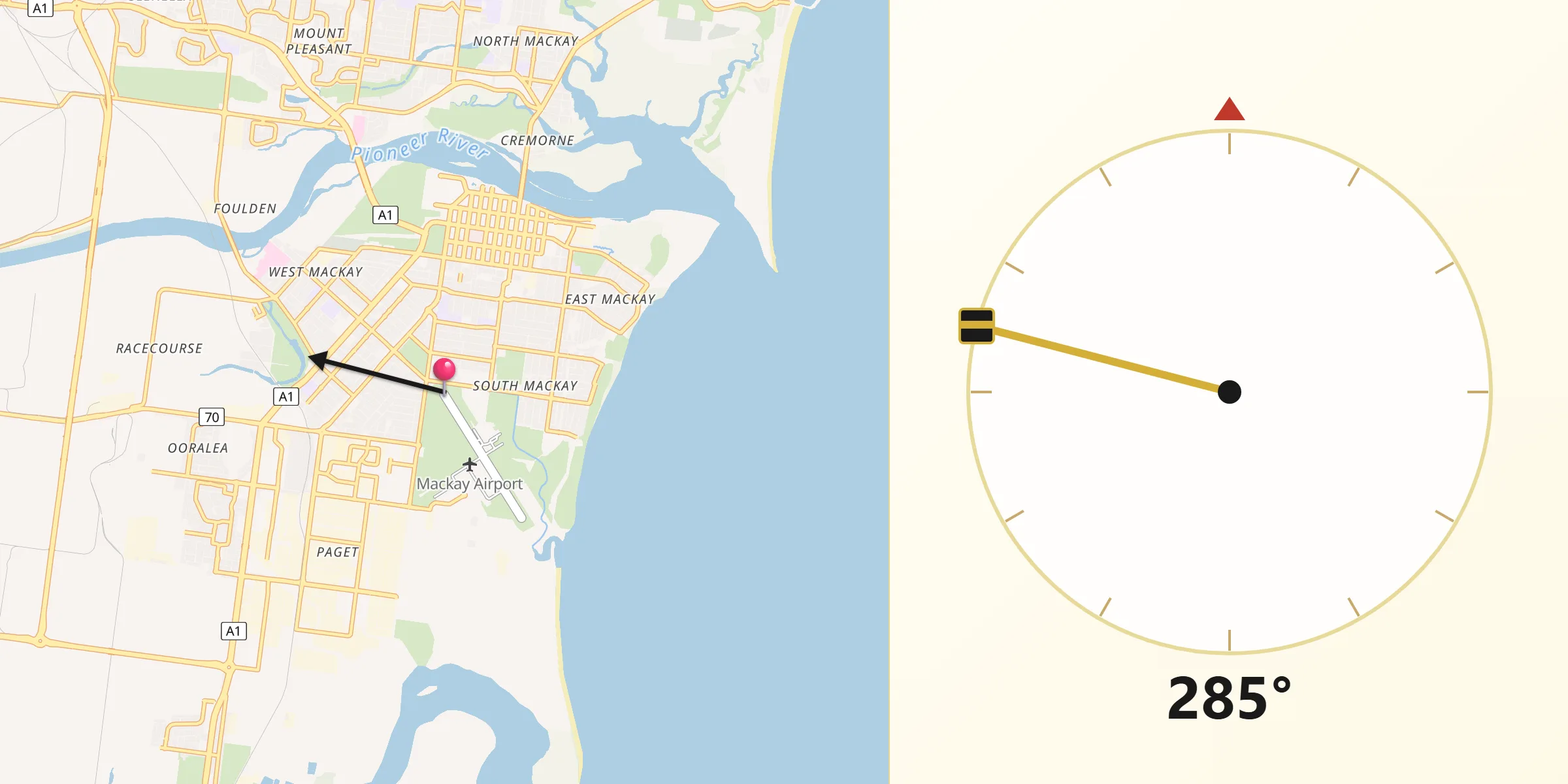 Qibla Direction from South Mackay