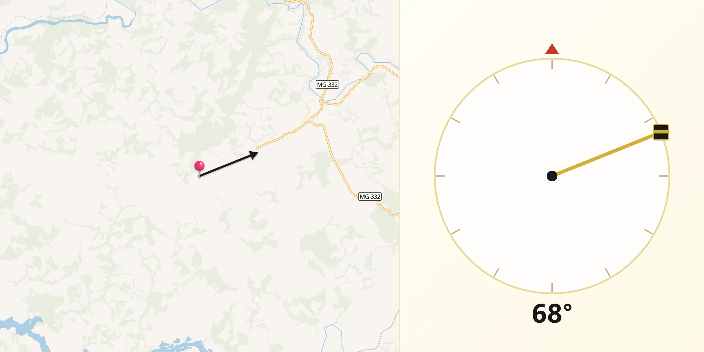 Direção da Qibla a partir de Ibituruna