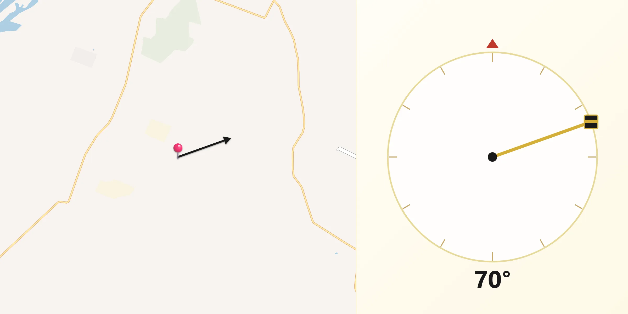 Direção da Qibla a partir de Paulicéia