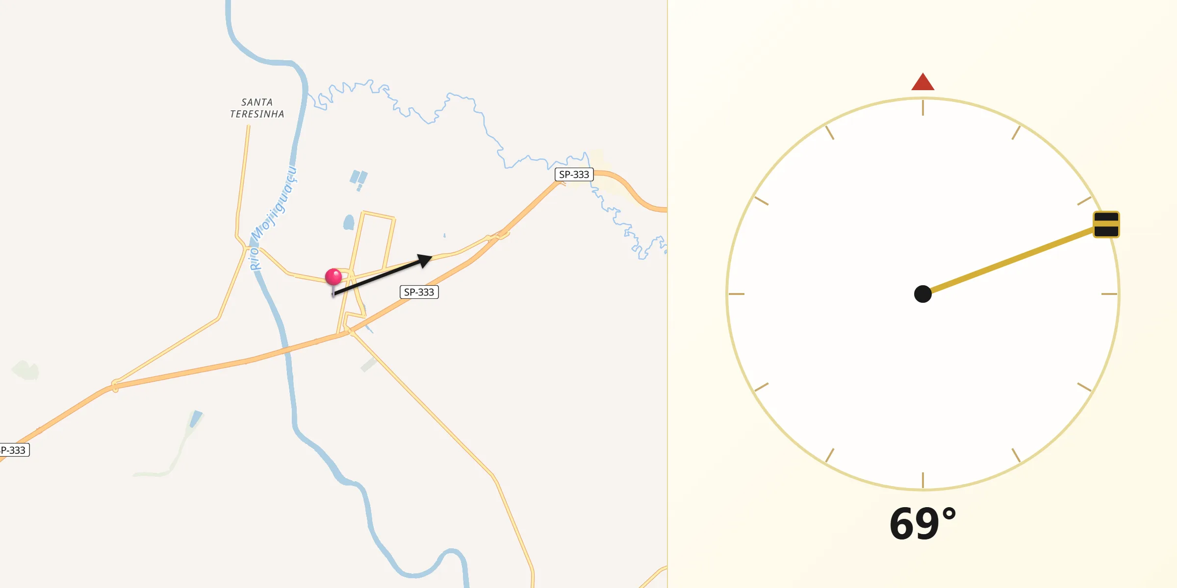 Direção da Qibla a partir de Barrinha