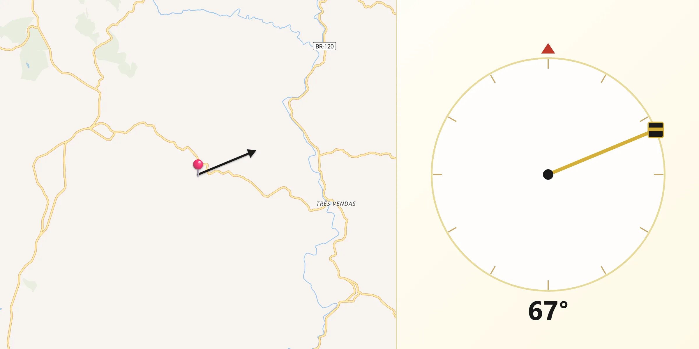 Direção da Qibla a partir de Rodeiro