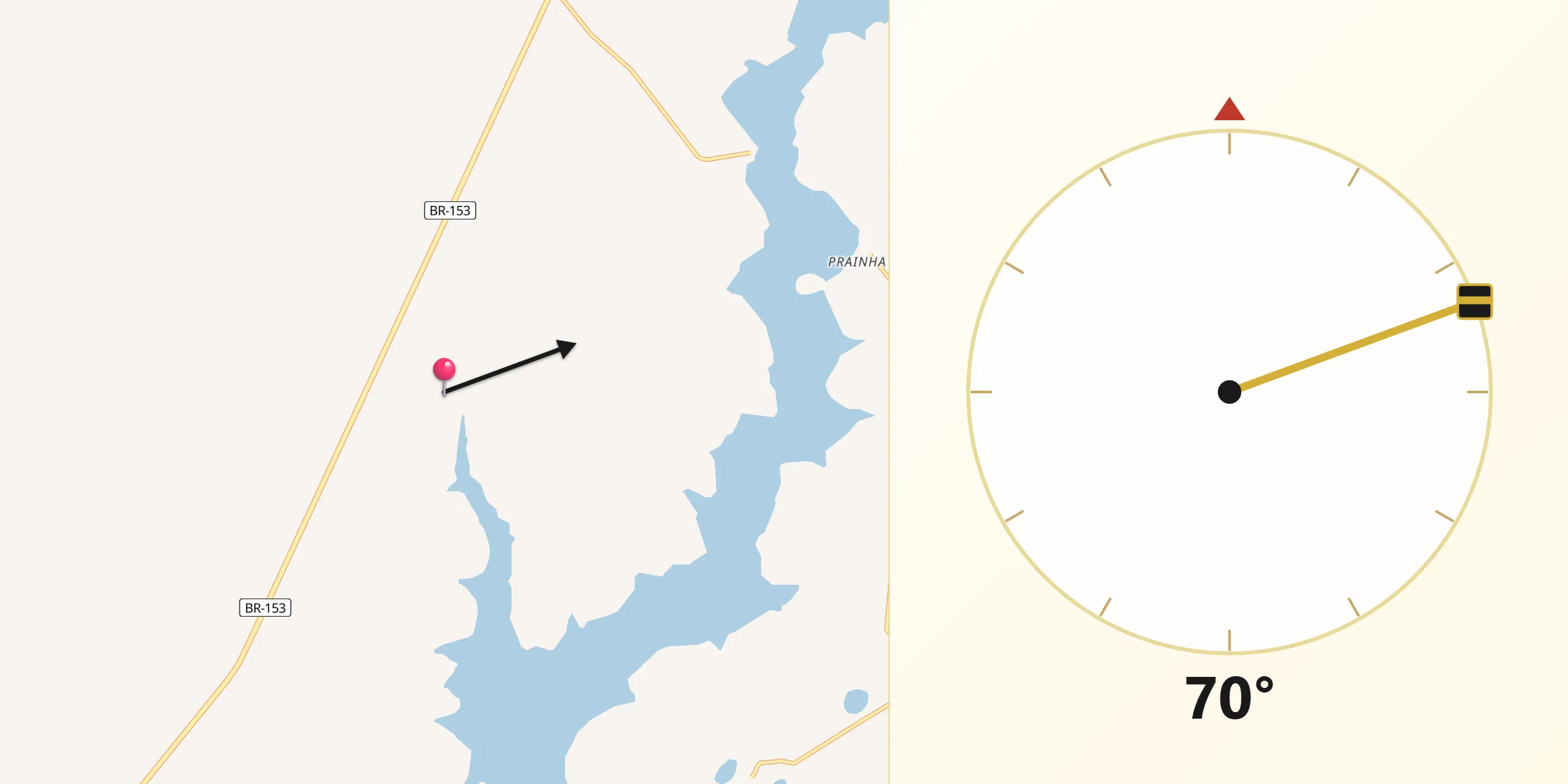 Direção da Qibla a partir de Ubarana