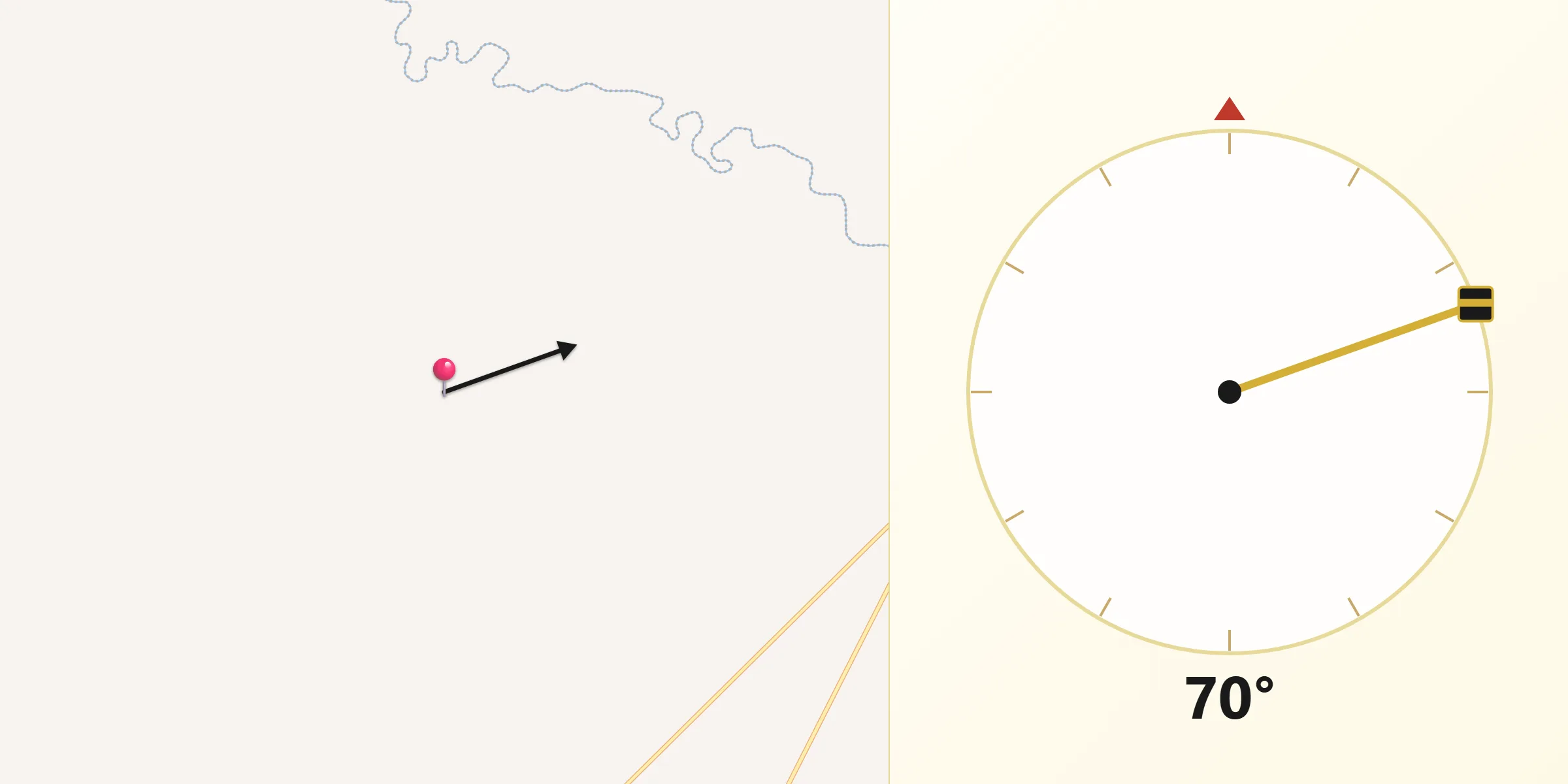 Direção da Qibla a partir de Monte Castelo