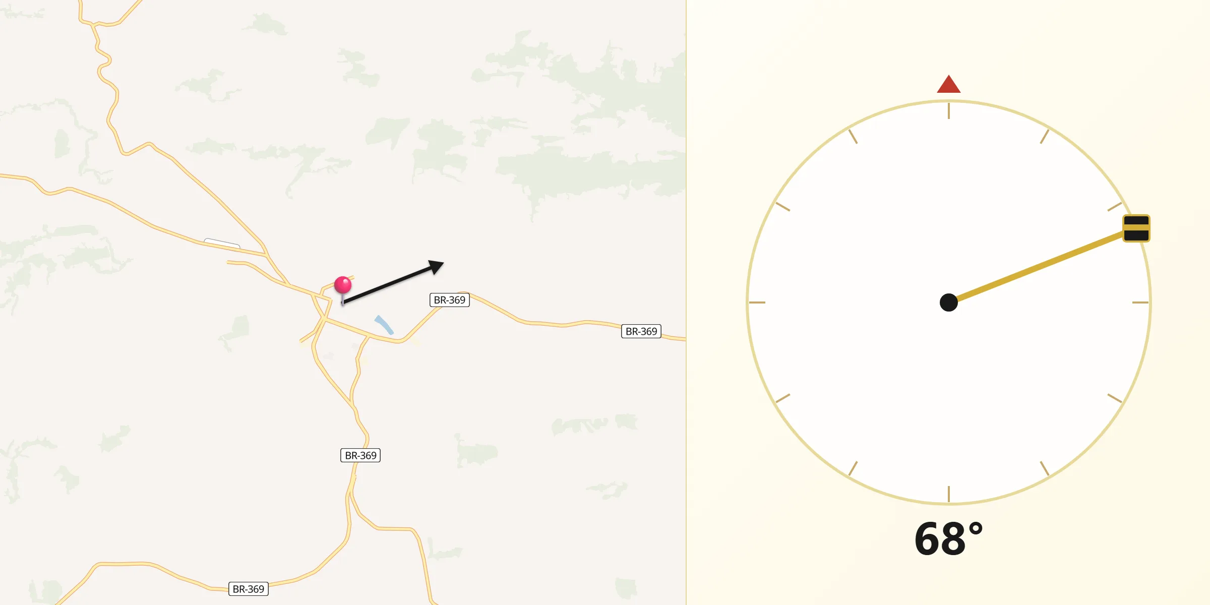 Direção da Qibla a partir de Campos Gerais