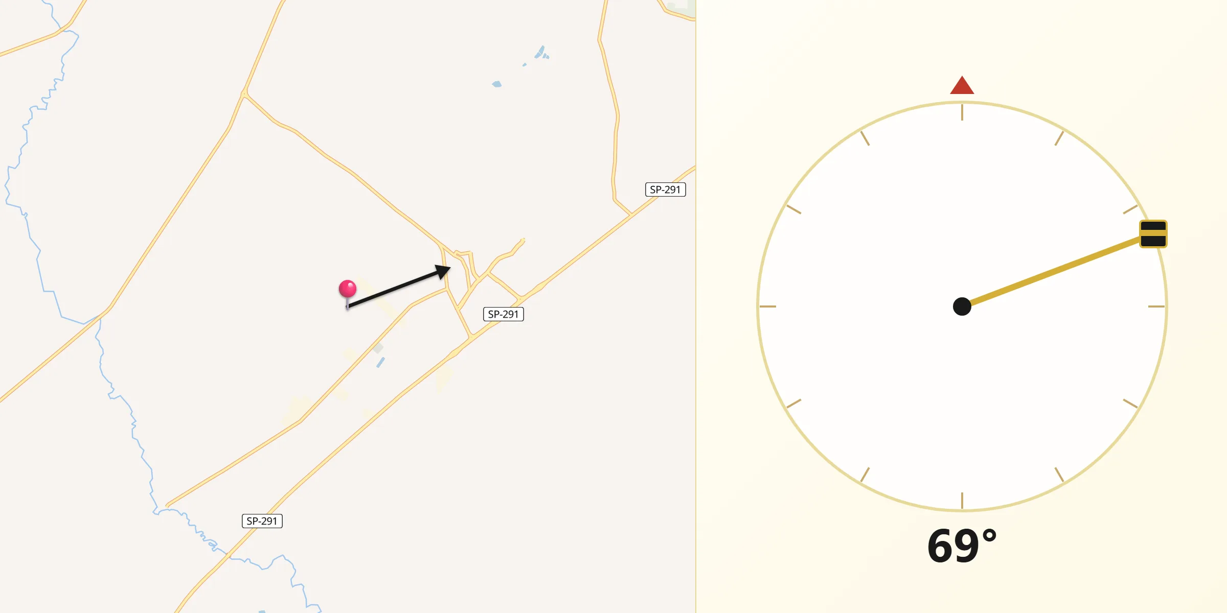 Direção da Qibla a partir de Dumont