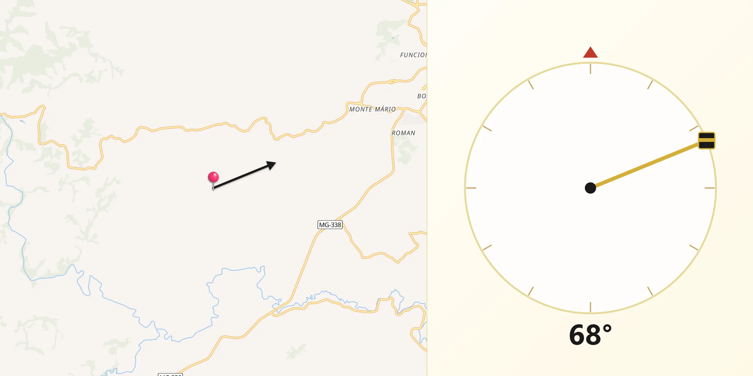 Direção da Qibla a partir de Barbacena
