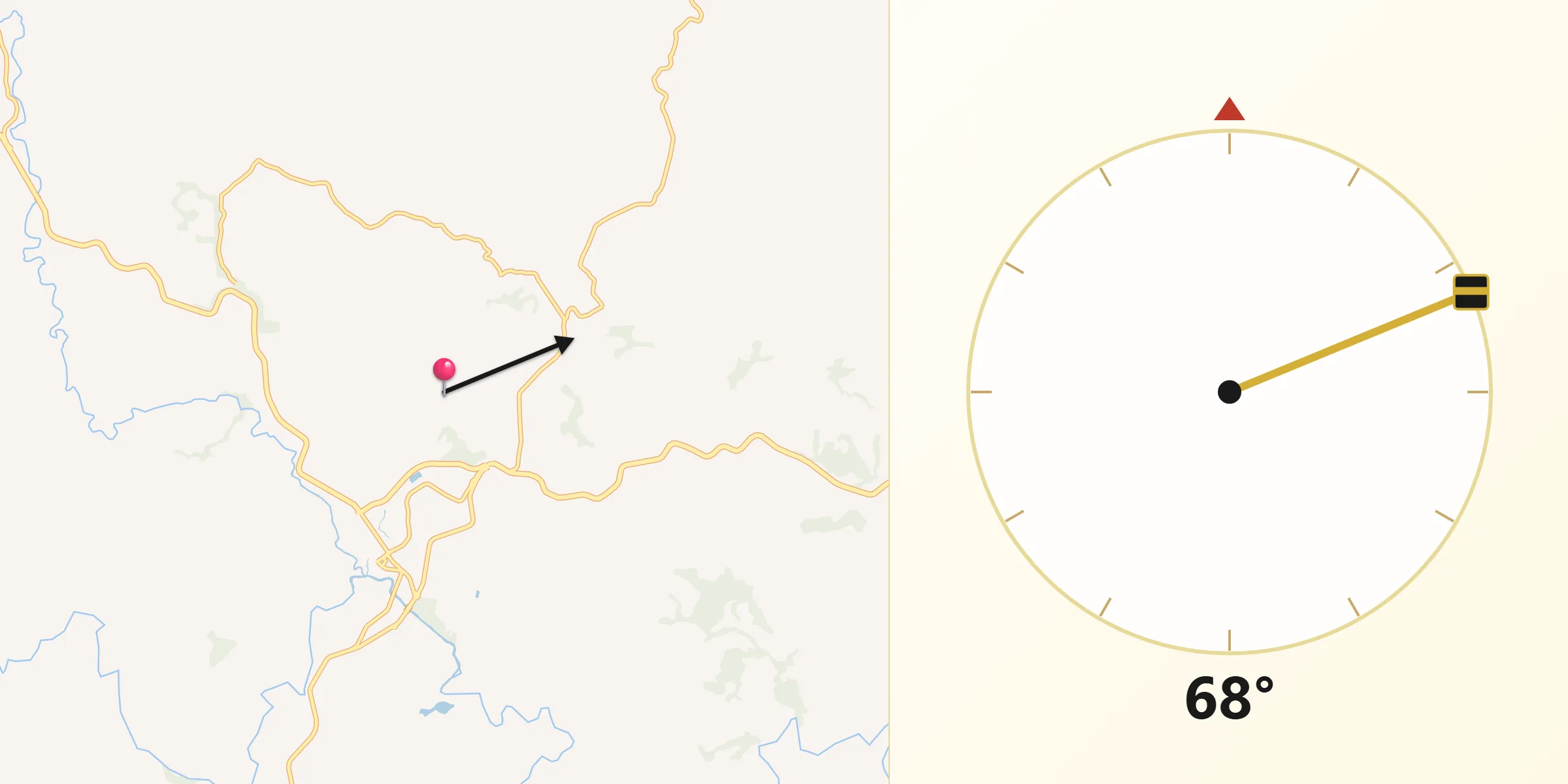 Direção da Qibla a partir de Rio Pomba