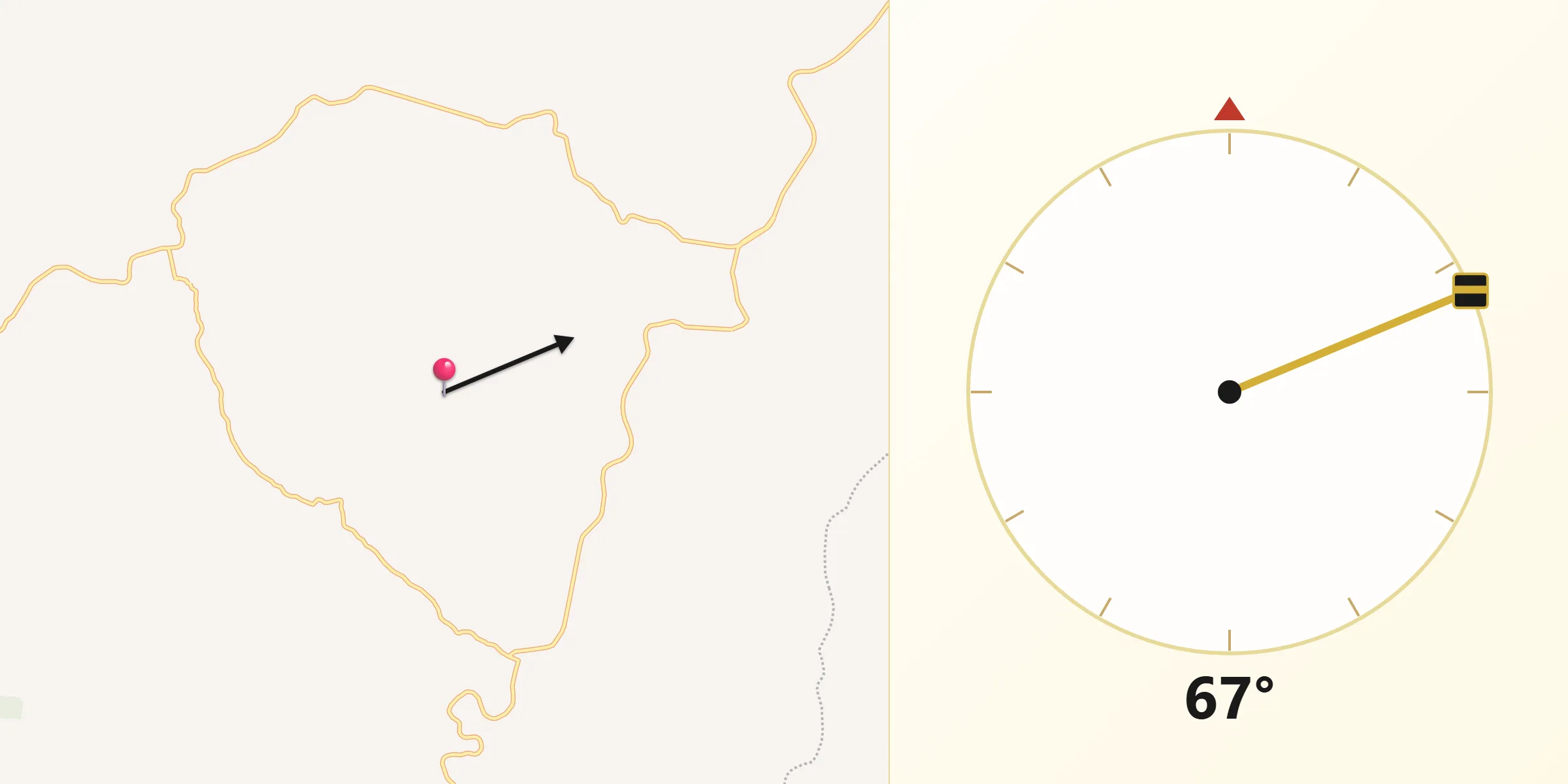 Direção da Qibla a partir de Barão de Monte Alto