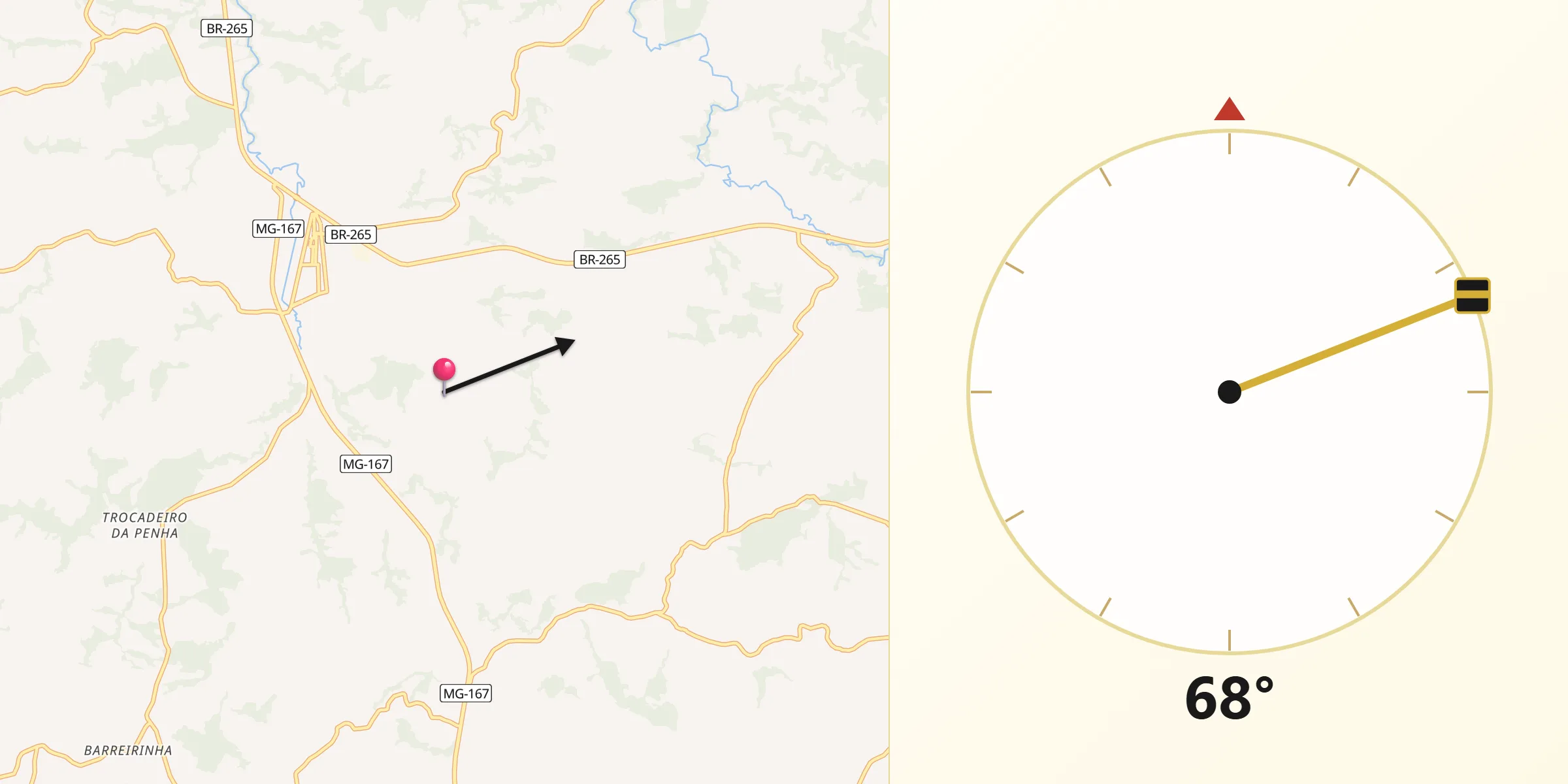 Direção da Qibla a partir de Santana da Vargem