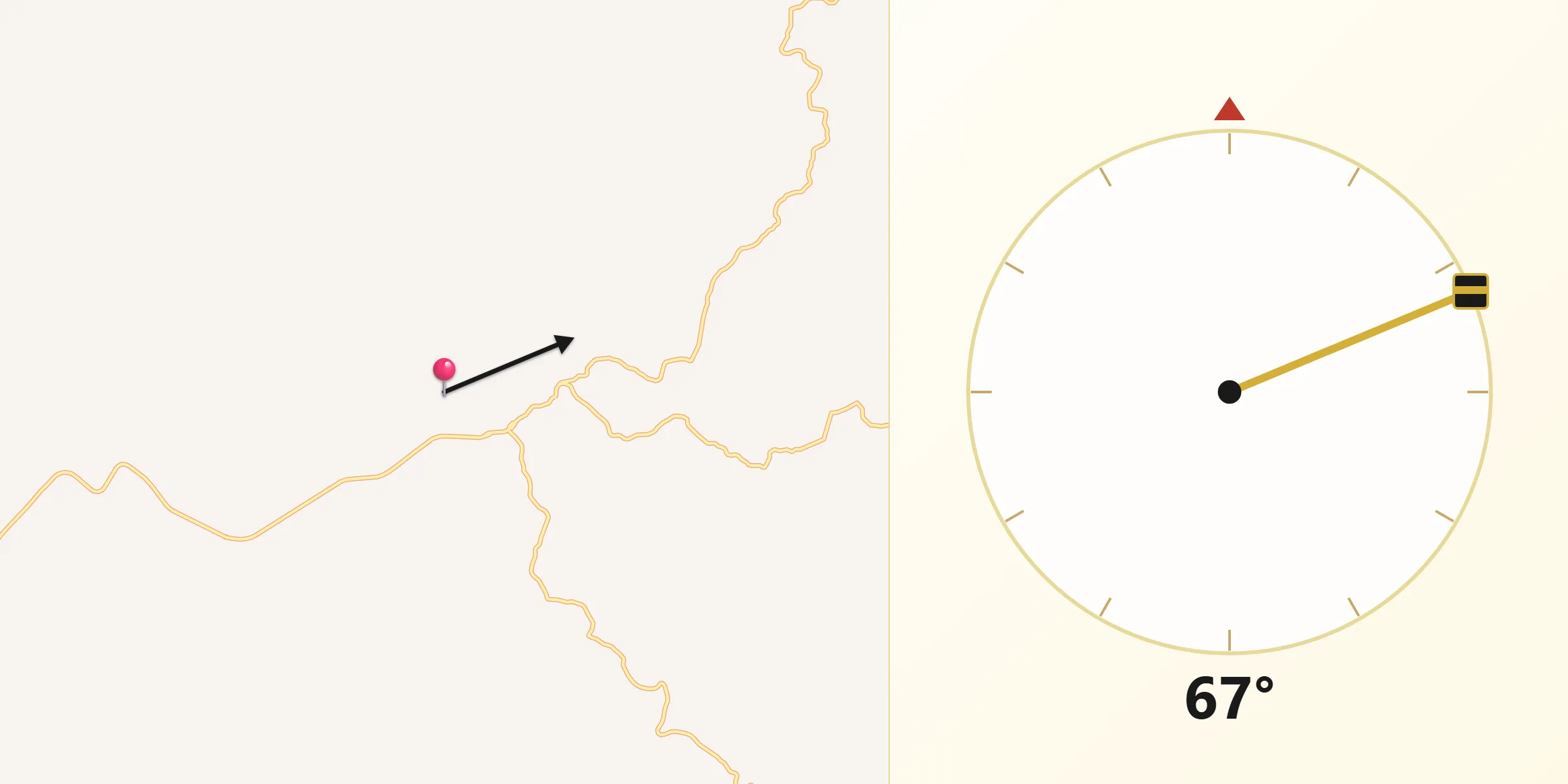 Direção da Qibla a partir de Santana de Cataguases
