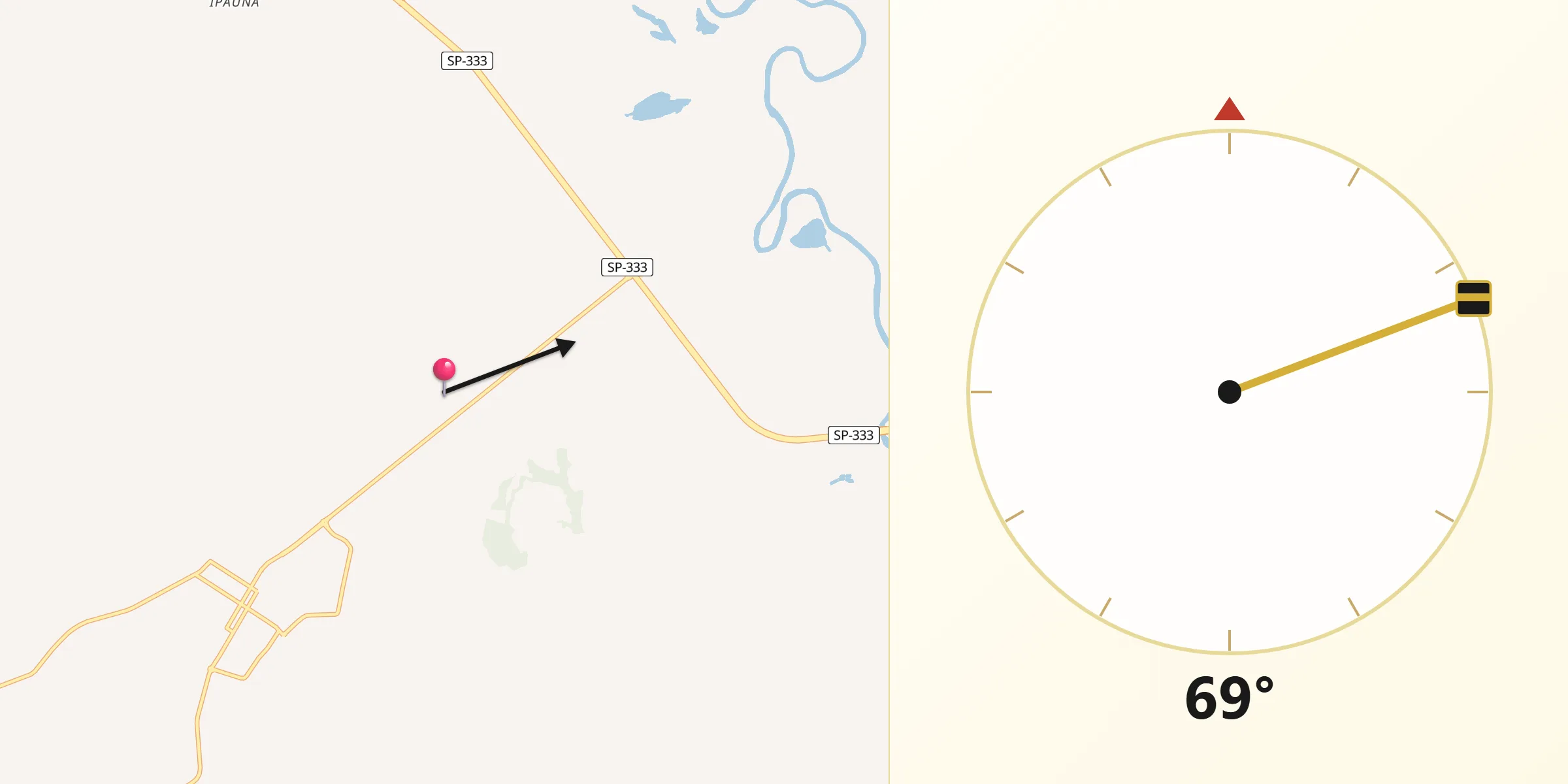Direção da Qibla a partir de Serra Azul