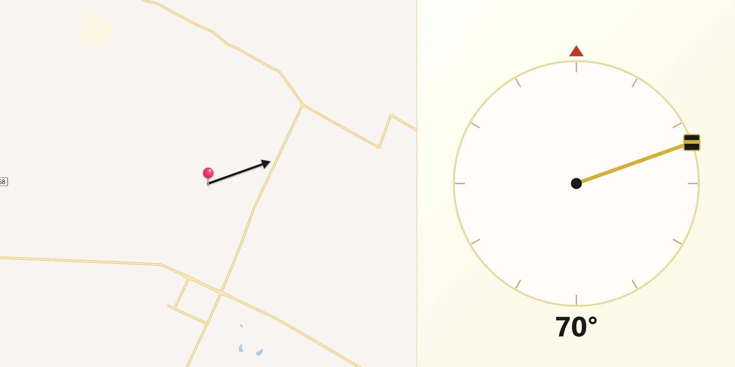 Direção da Qibla a partir de Santa Mercedes