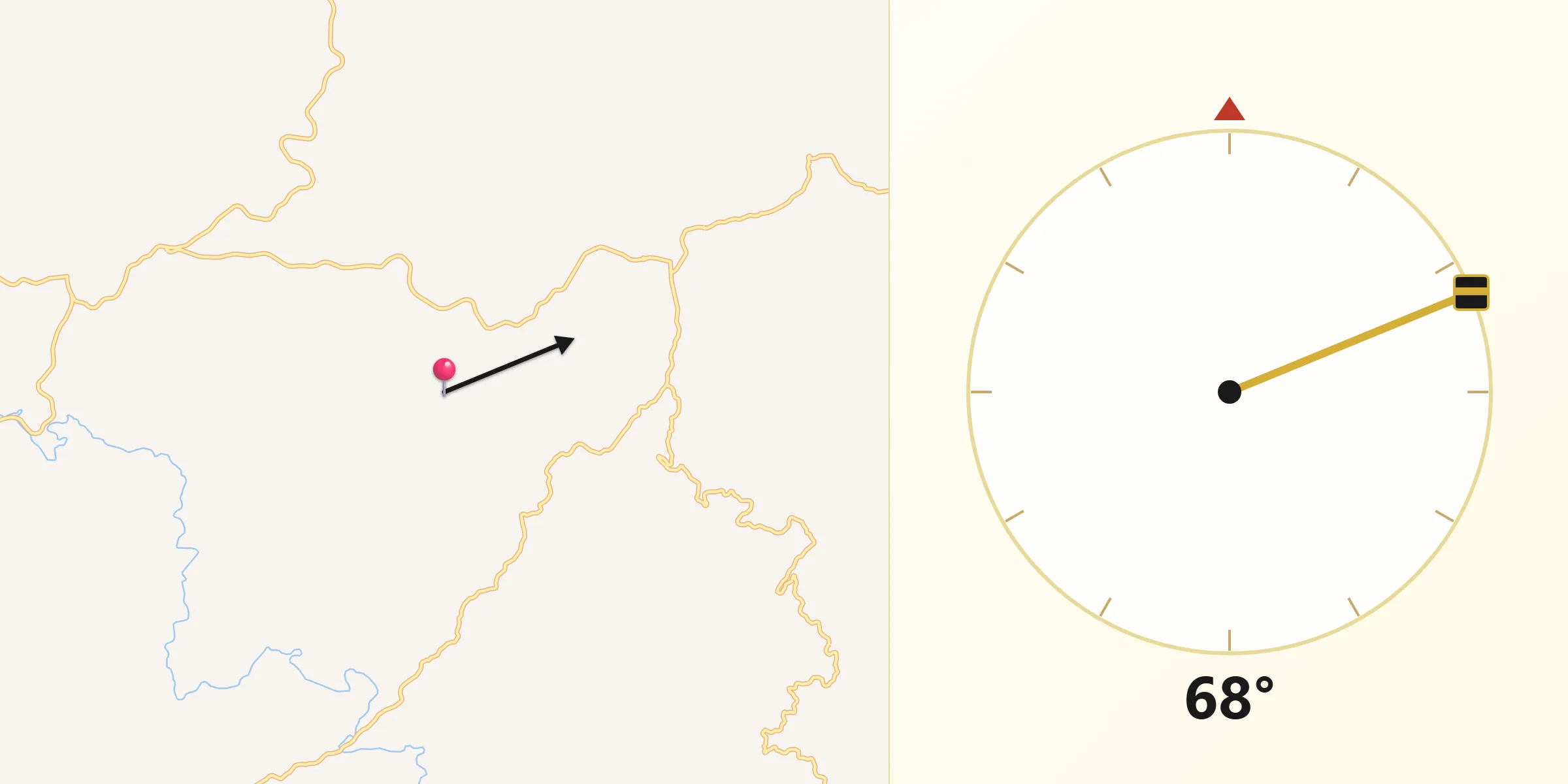 Direção da Qibla a partir de Aracitaba