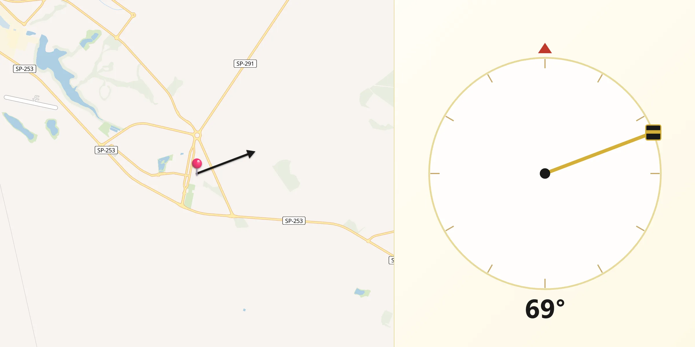 Direção da Qibla a partir de Pradópolis