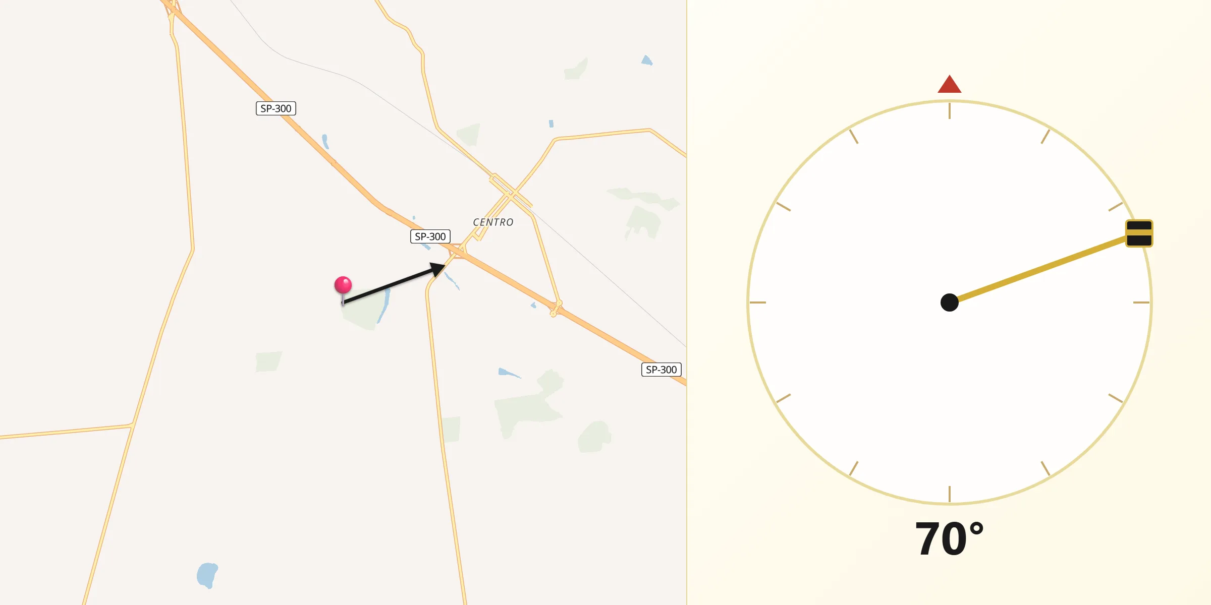 Direção da Qibla a partir de Coroados