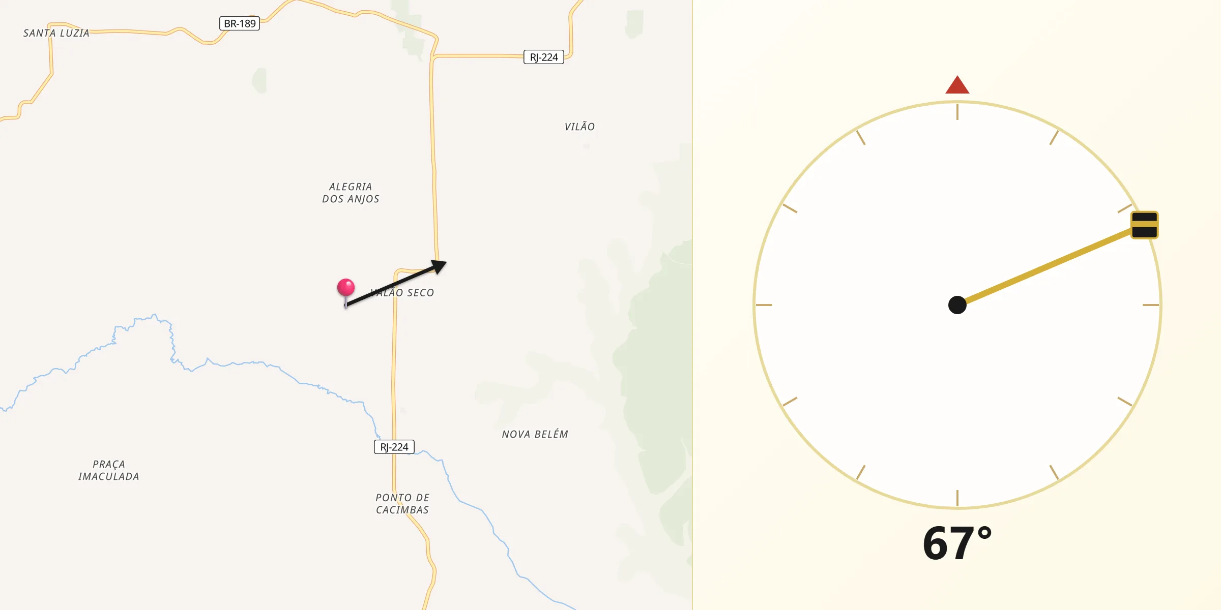 Direção da Qibla a partir de São Francisco de Itabapoana