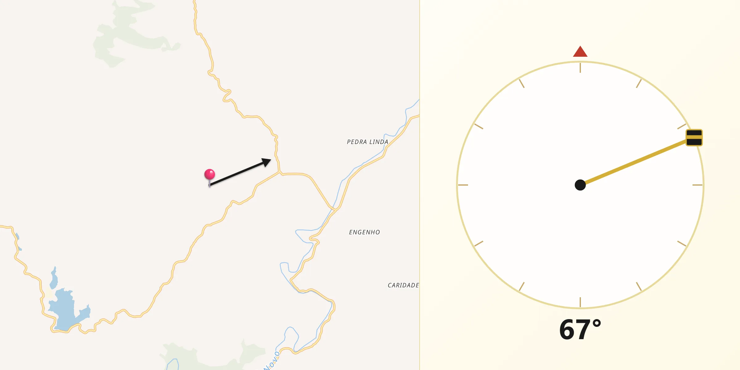 Direção da Qibla a partir de Itamarati de Minas