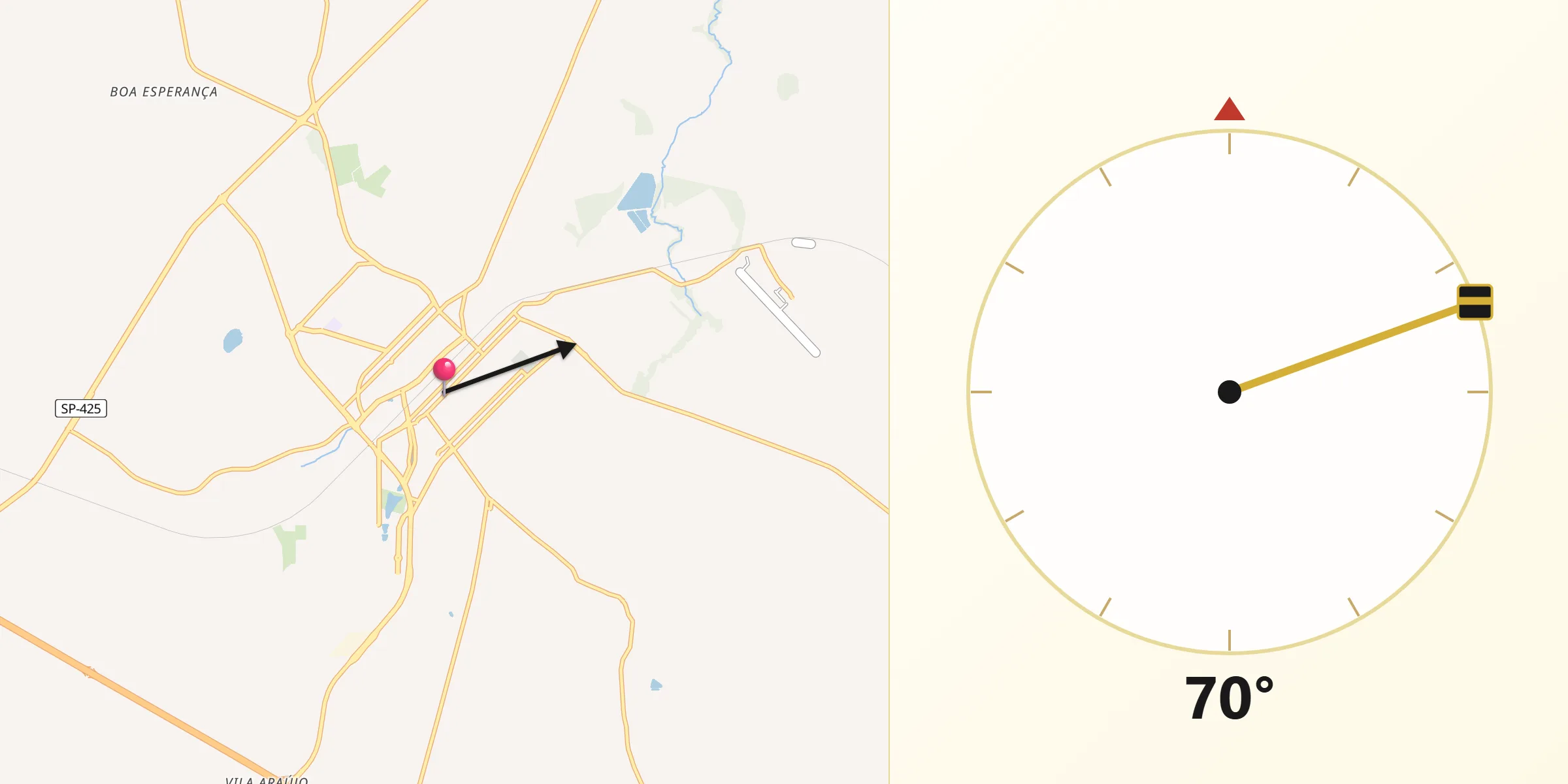 Direção da Qibla a partir de Penápolis