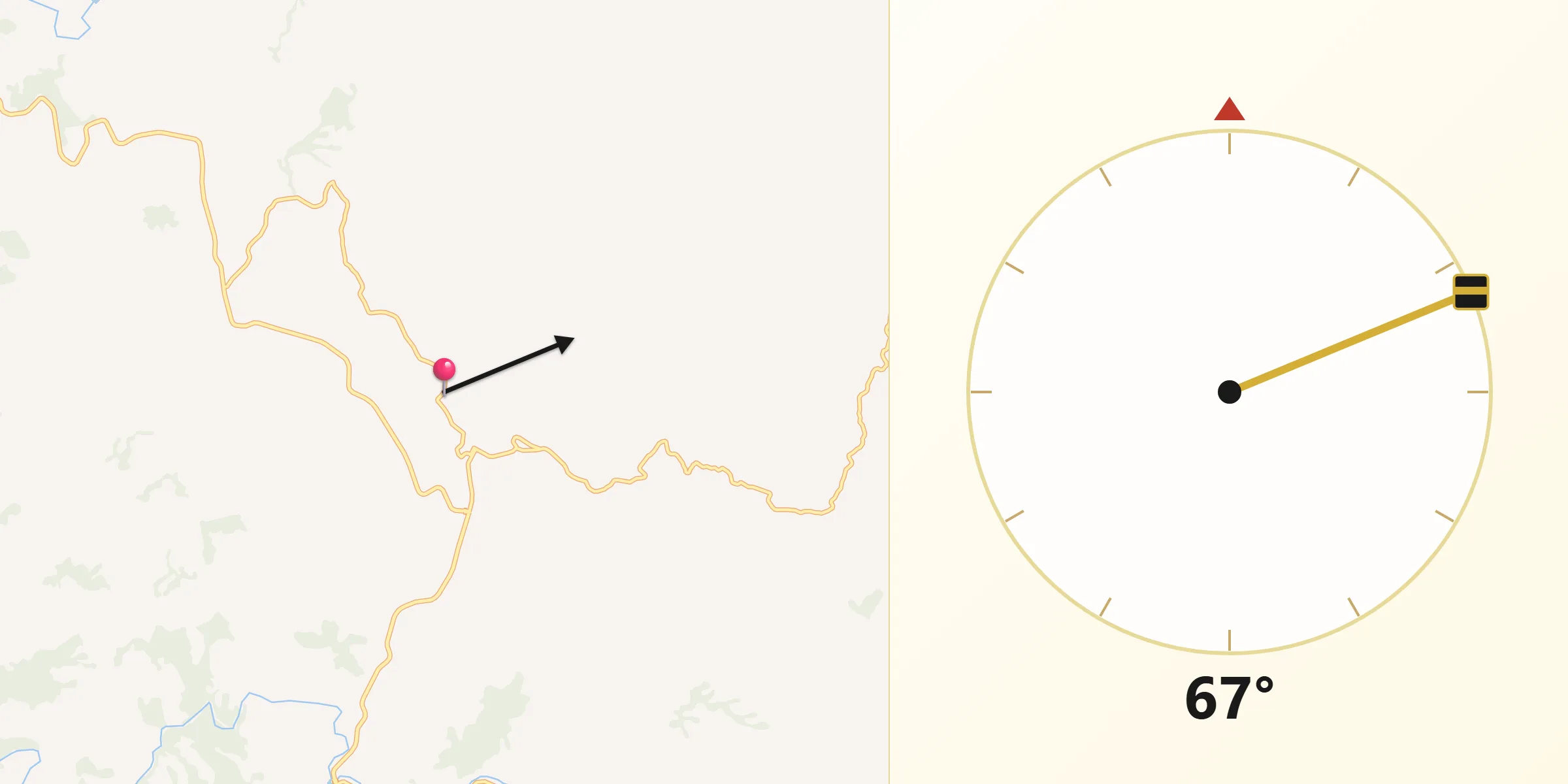 Direção da Qibla a partir de Descoberto