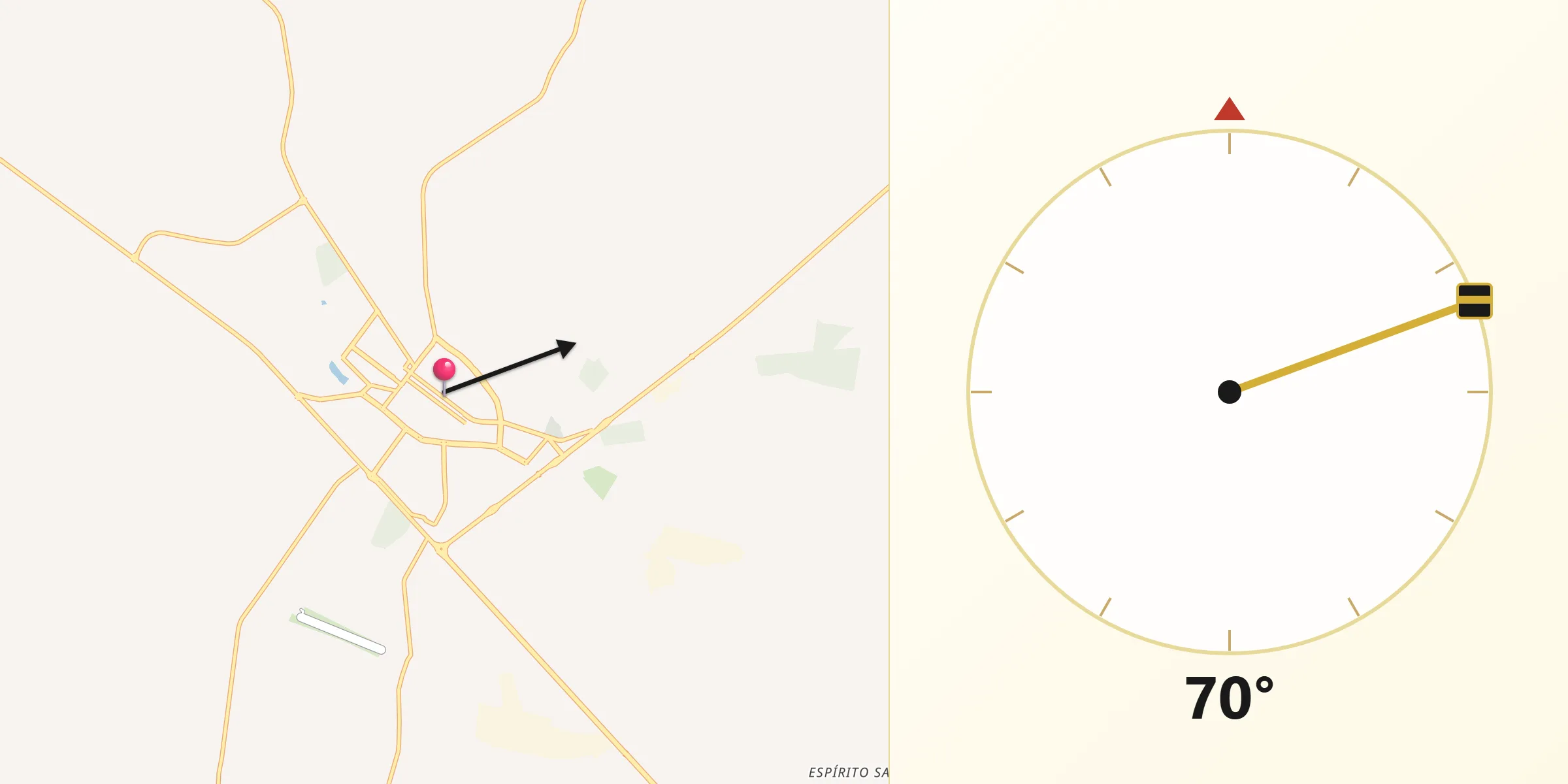 Direção da Qibla a partir de Novo Horizonte