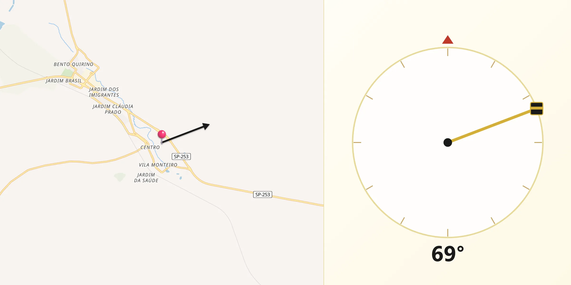 Direção da Qibla a partir de São Simão