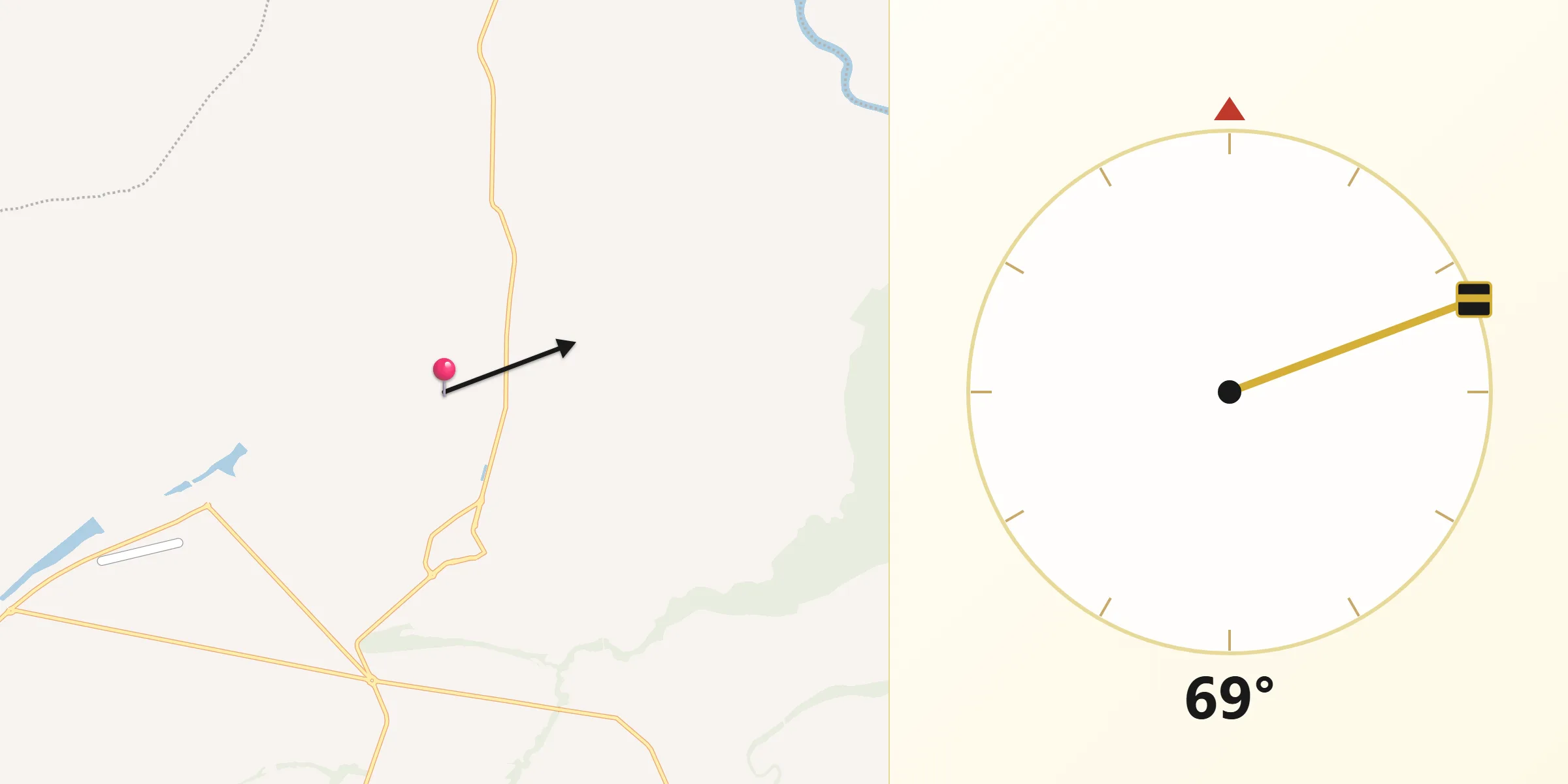 Direção da Qibla a partir de Motuca