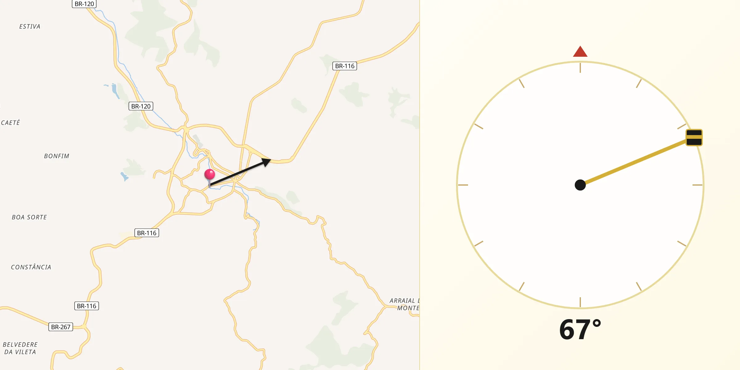 Direção da Qibla a partir de Leopoldina