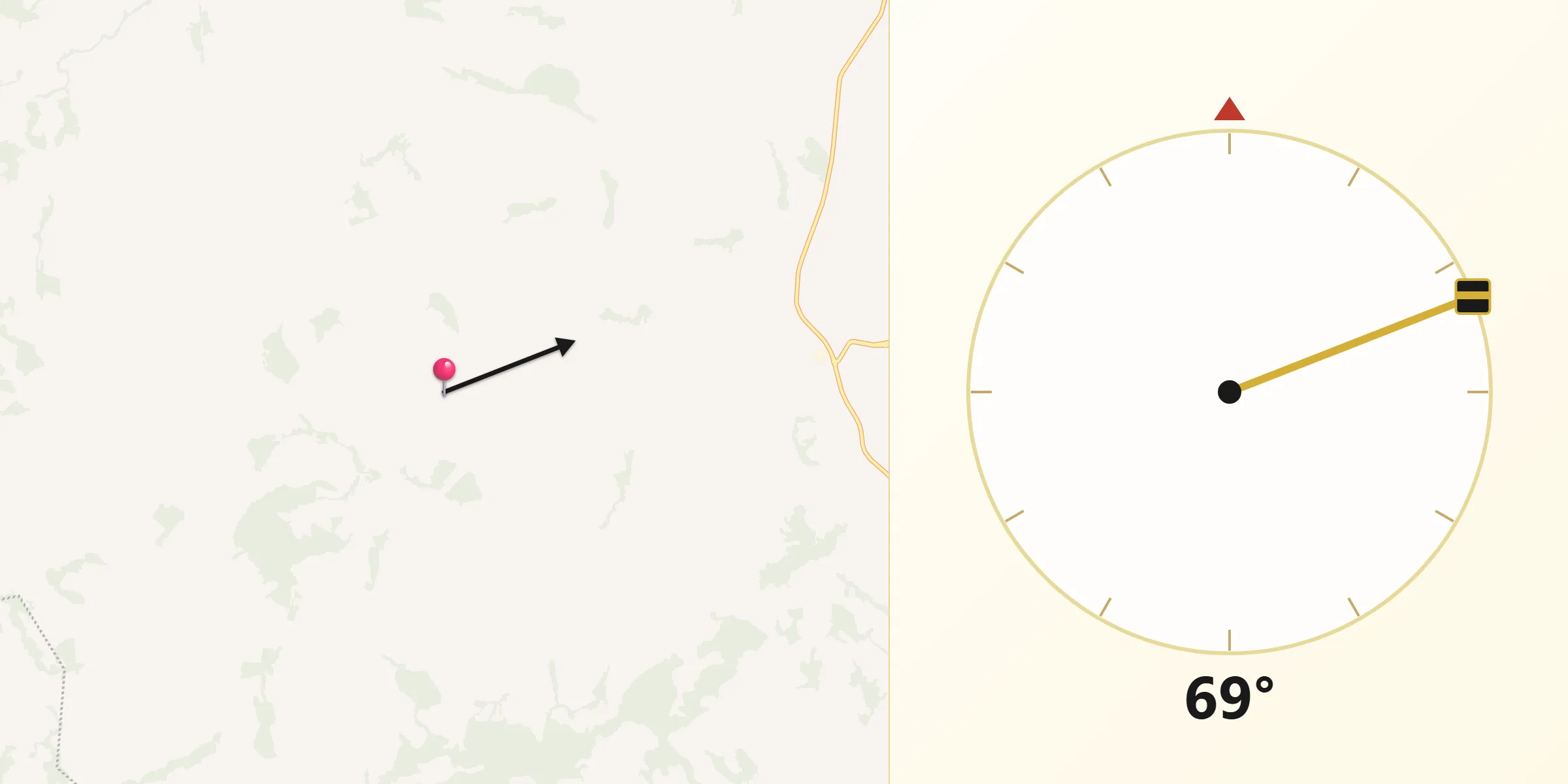 Direção da Qibla a partir de Serrania